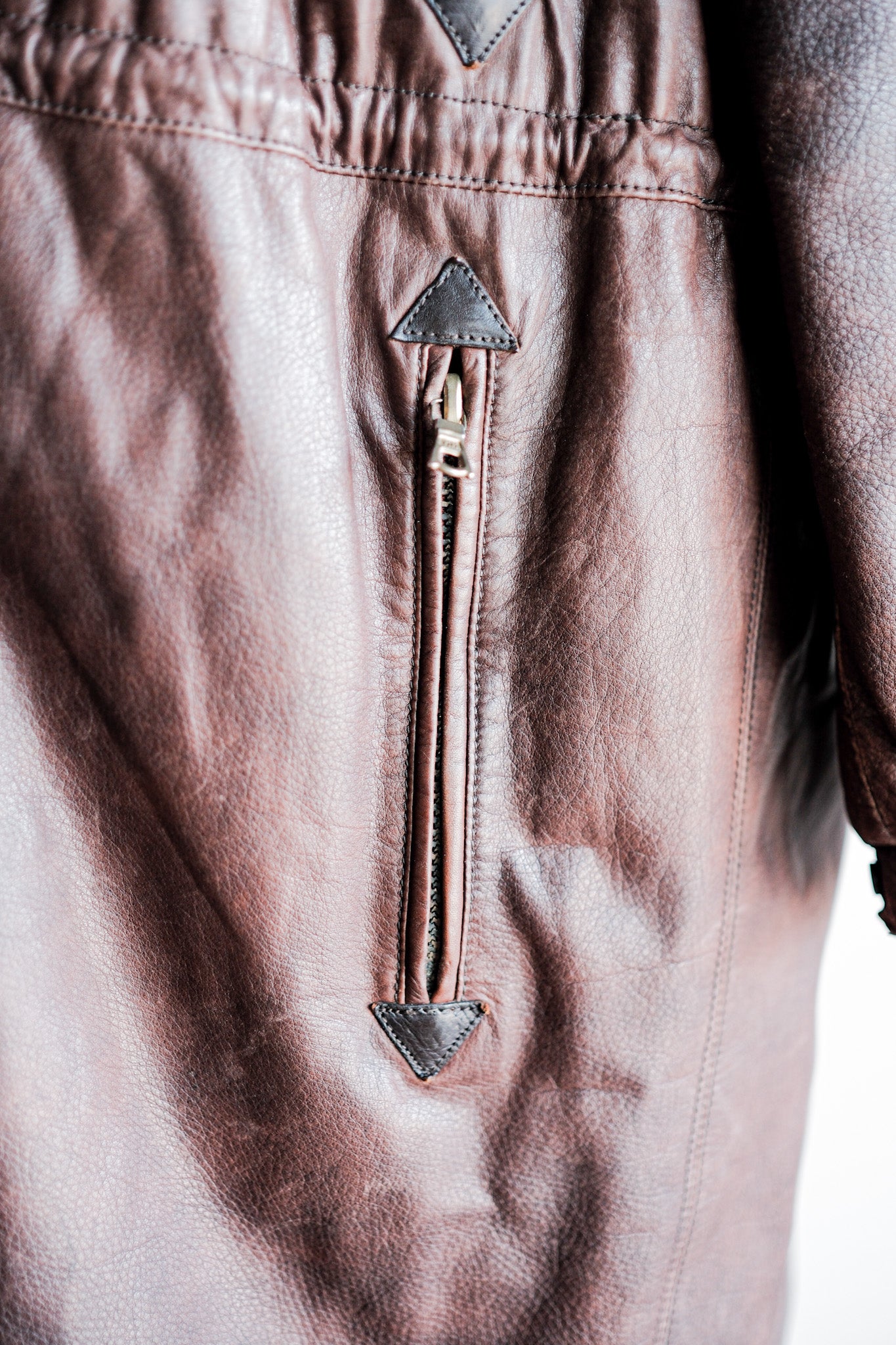 【~80's】Old GIORGIO ARMANI Aviator Style Leather Coat Size.48