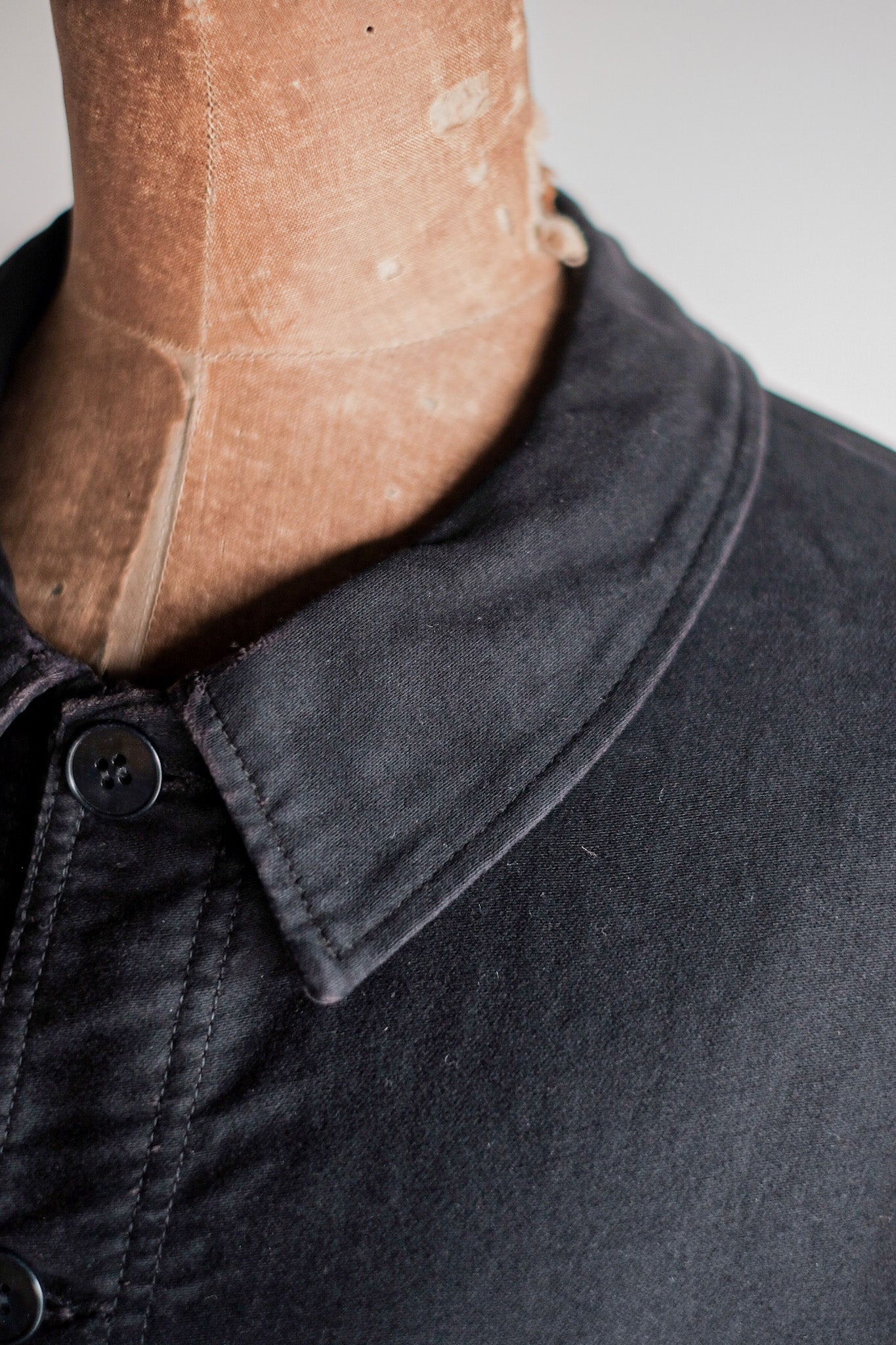 【~60's】French Vintage Black Moleskin Work Jacket