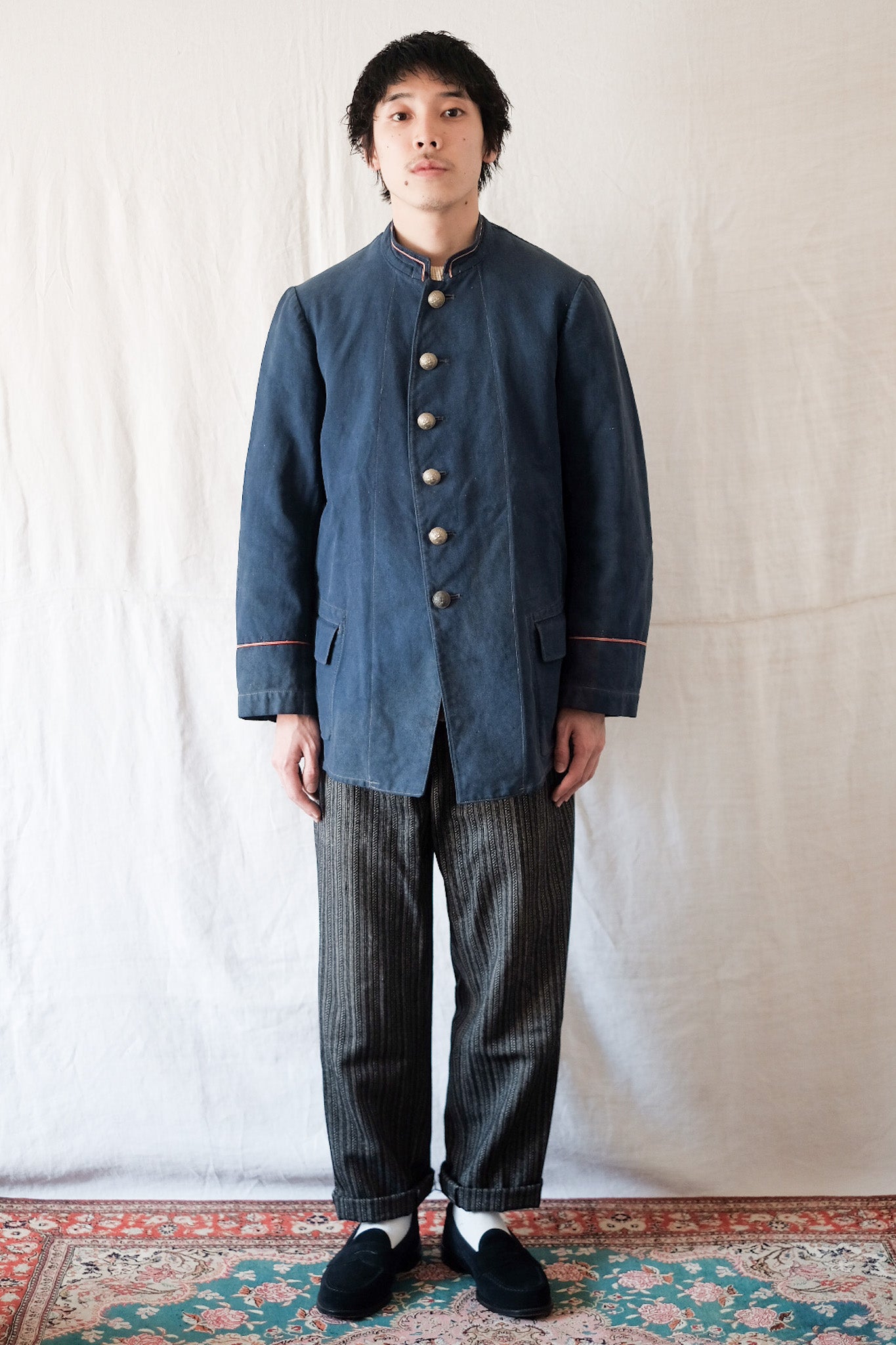 【~30's】French Vintage Indigo Cotton Twill Fireman Jacket