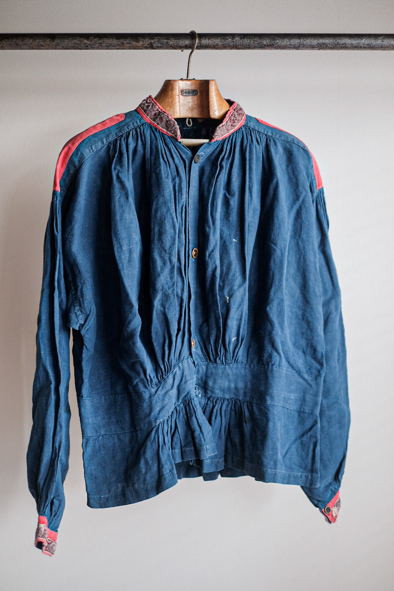 【Late 19th C】French Antique Indigo Linen Fireman Bourgeron Jacket