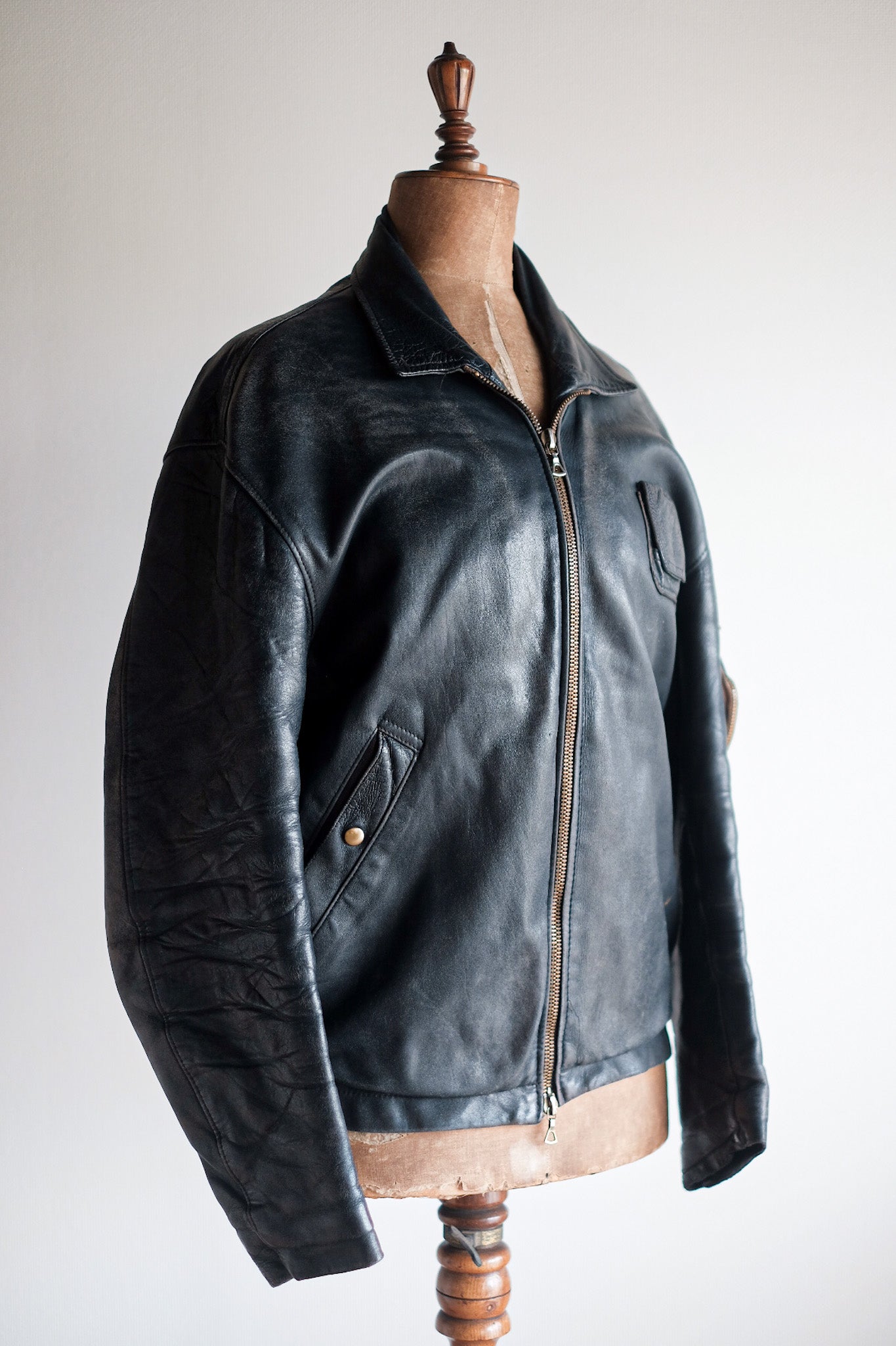 【~80's】French Air Force Pilot Leather Jacket