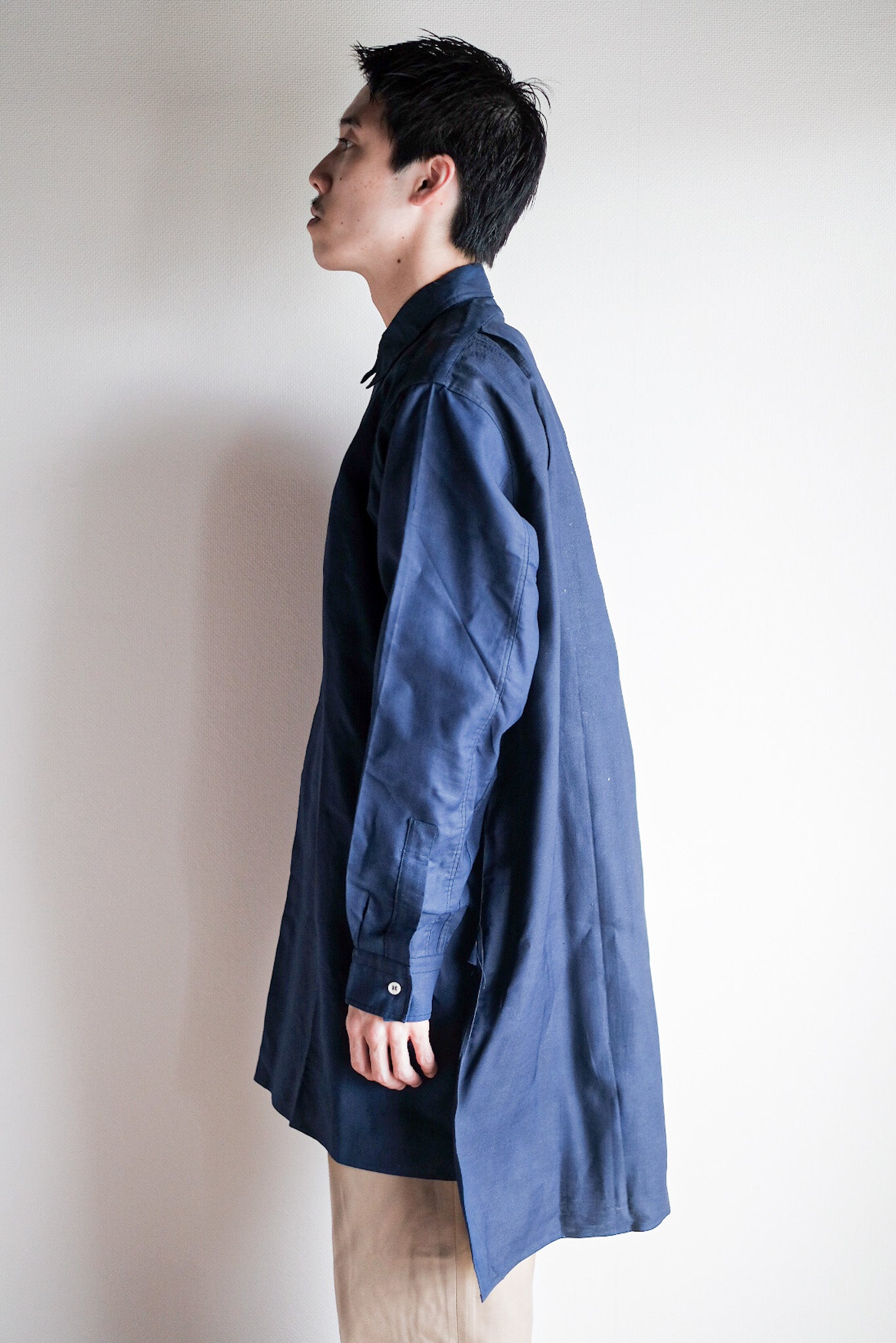 【~40's】French Vintage Indigo Metis Grandpa Shirt "Dead Stock"