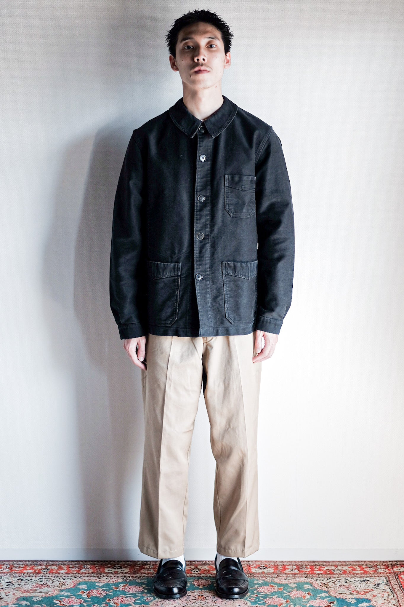 【~50's】French Vintage Black Moleskin Work Jacket