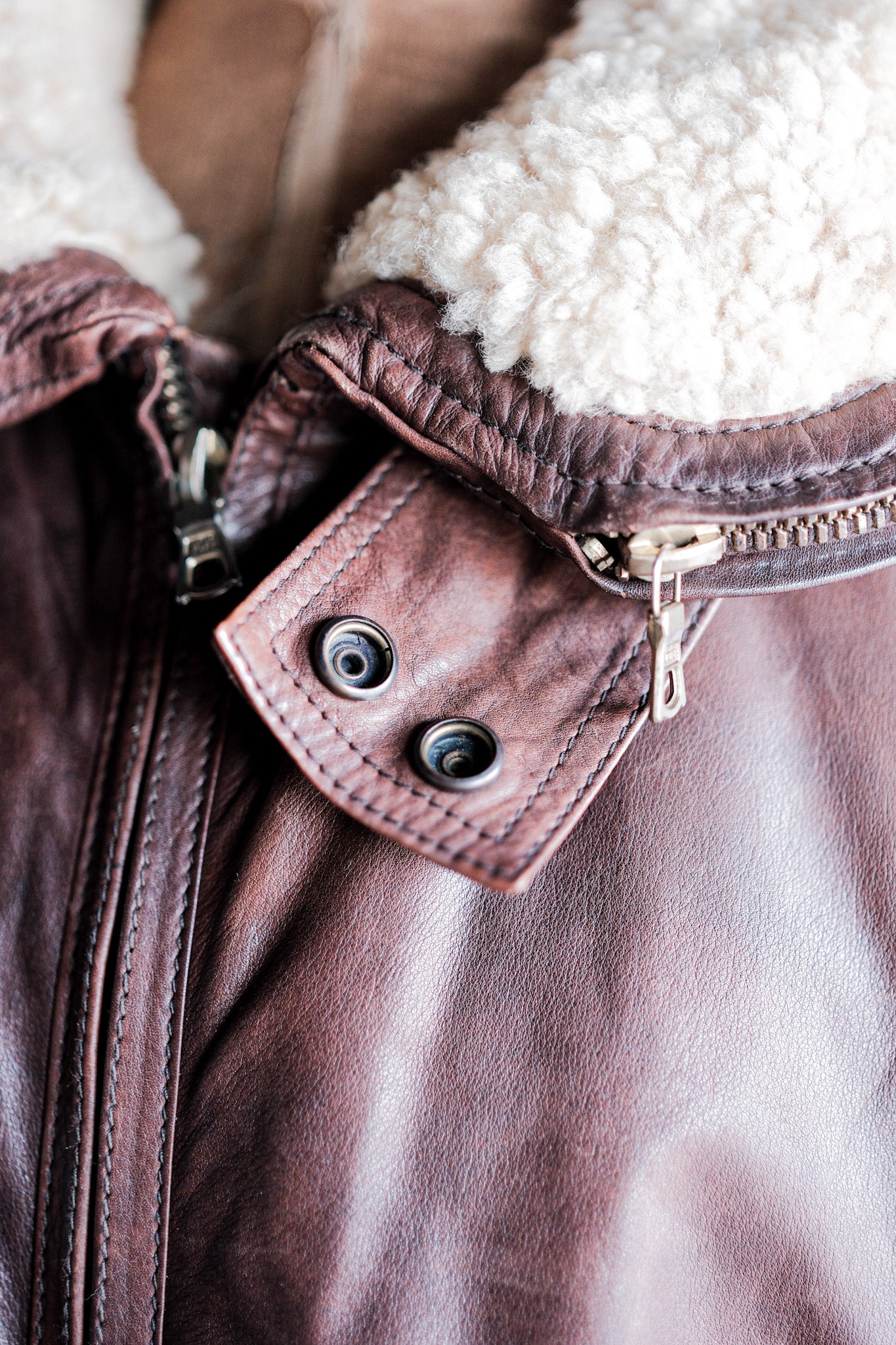 【~80's】Old GIORGIO ARMANI Aviator Style Leather Coat Size.48