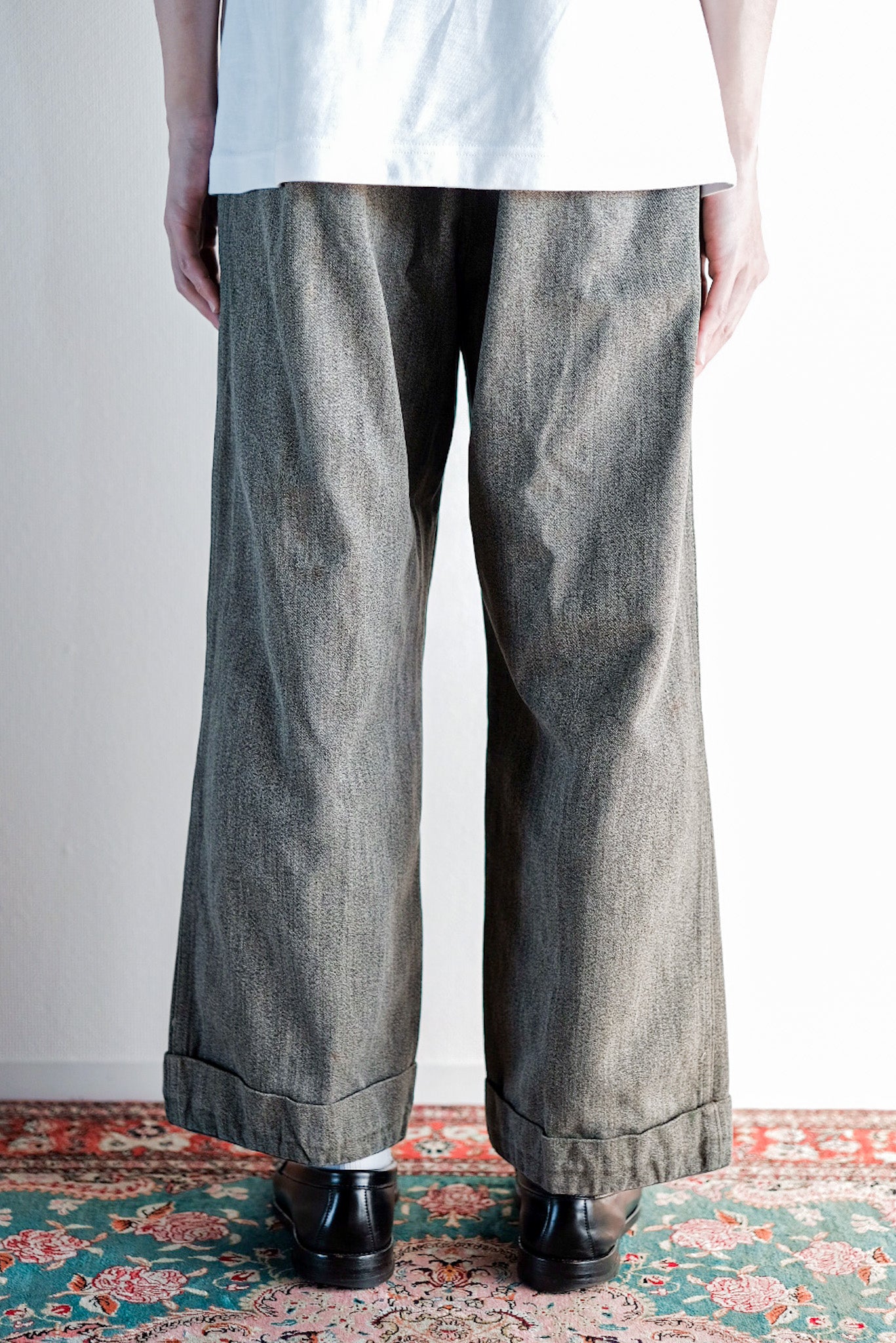 【~40's】French Vintage Black Chambray Work Pants