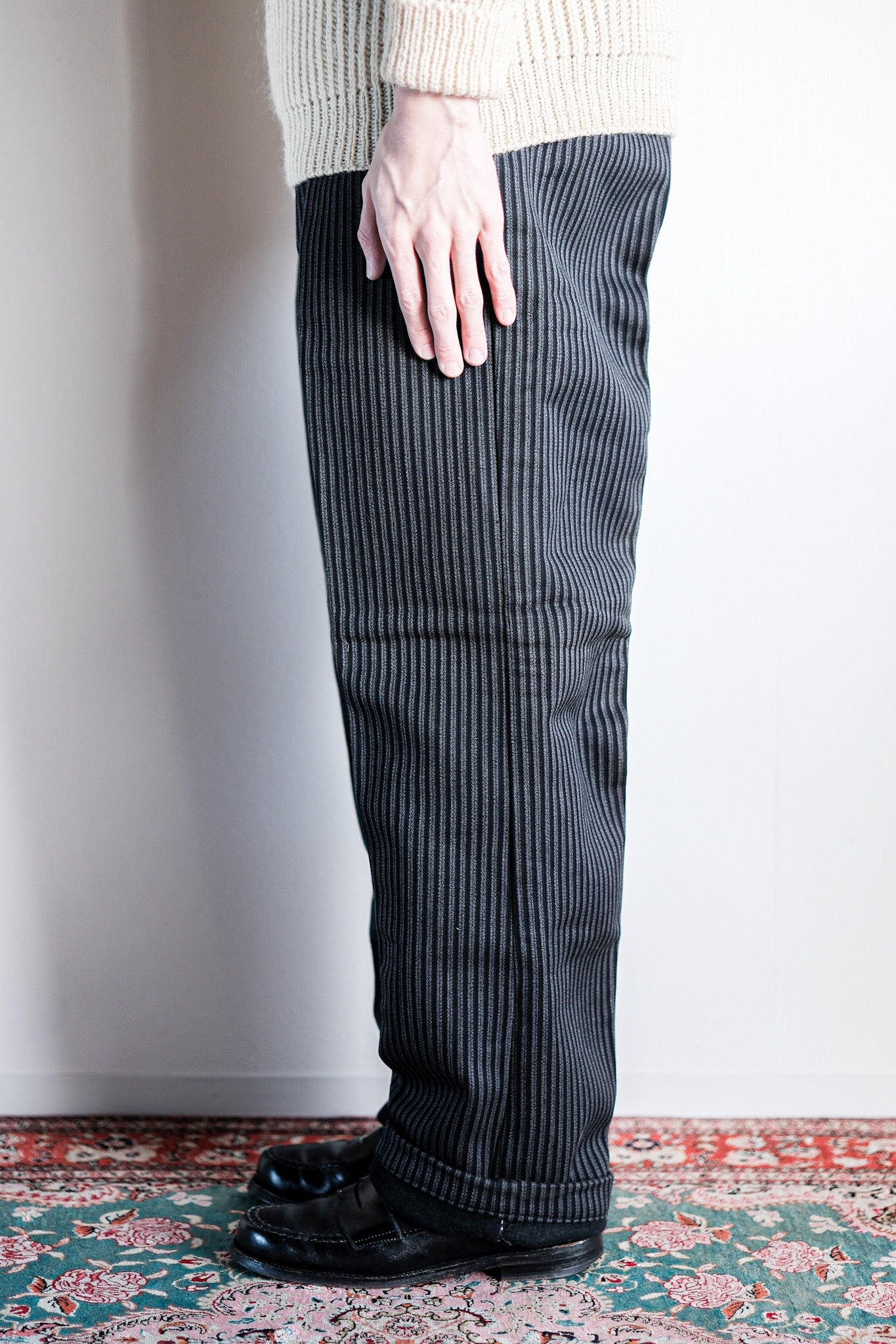 【~50's】French Vintage Cotton Striped Work Pants "Dead Stock"