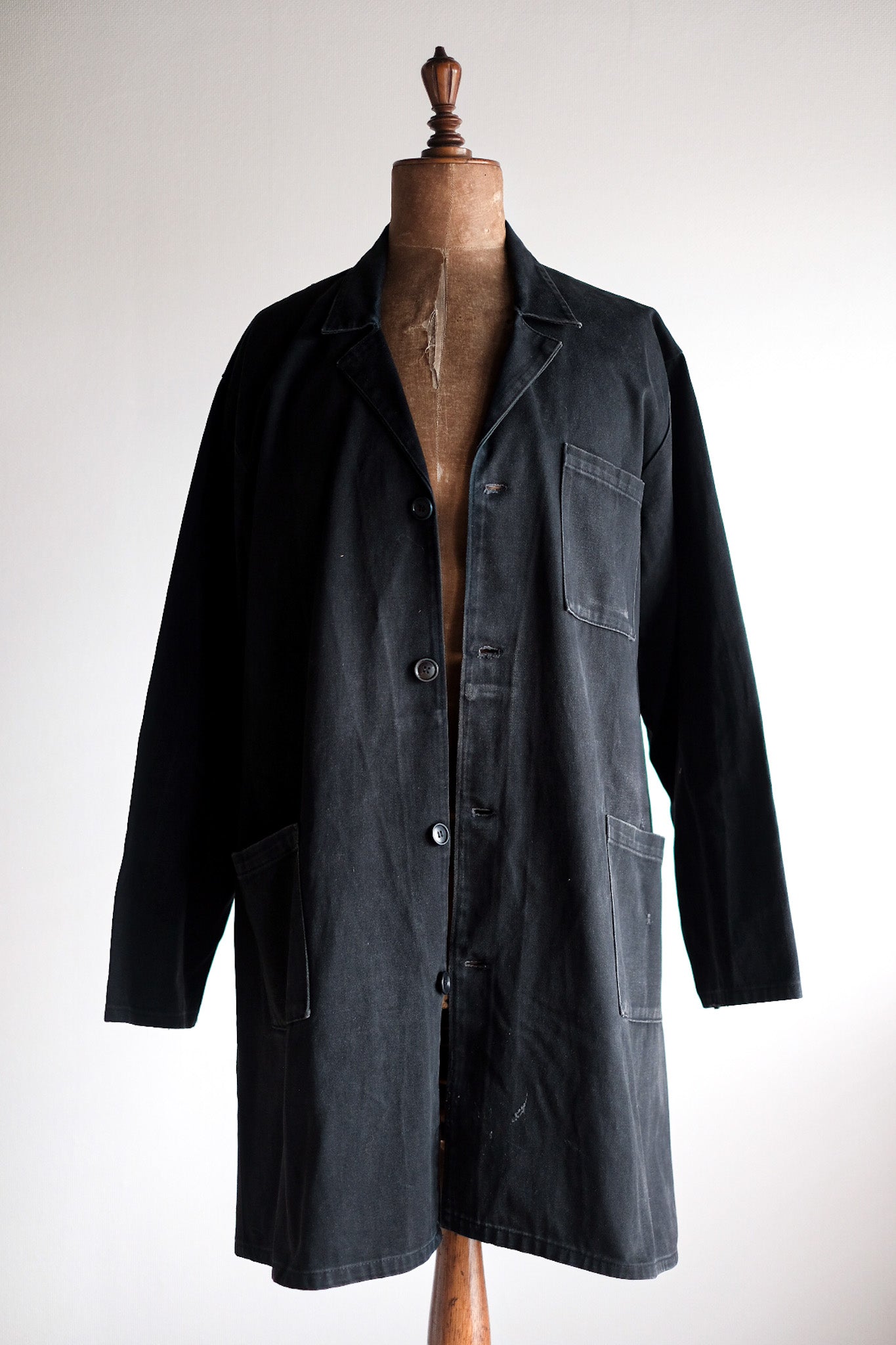 【~50's】French Vintage Black Moleskin Work Coat