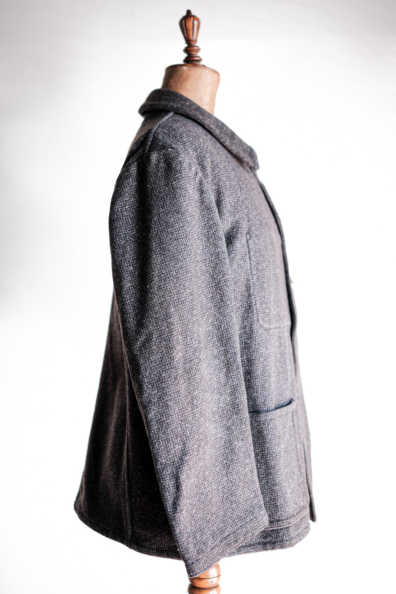 【~50's】French Vintage Gray Wool Checked Work Jacket
