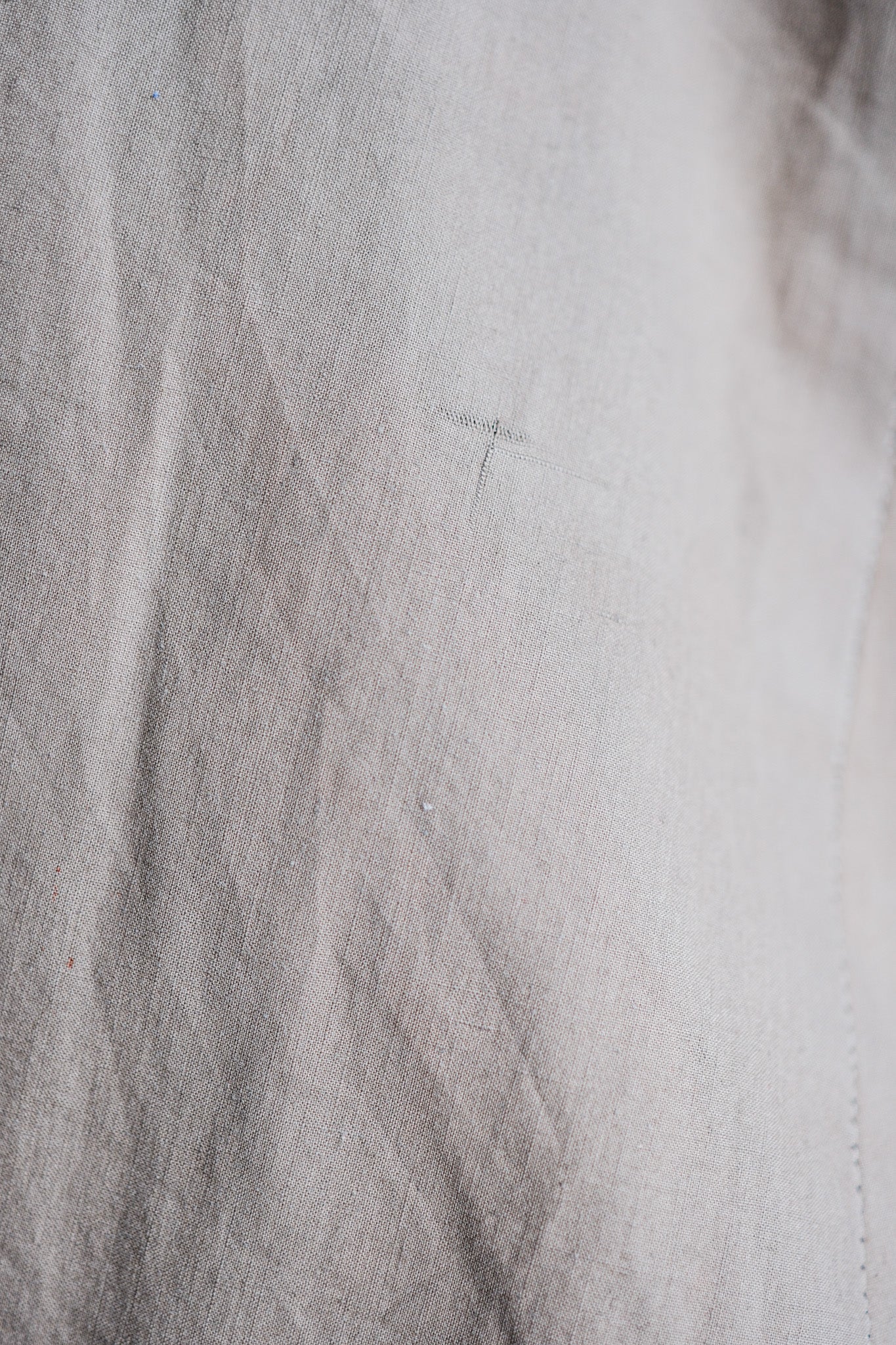 【~40's】French Vintage Brown Cotton Pique Lapel Gamekeeper Hunting Jacket "Unusual Pattern"