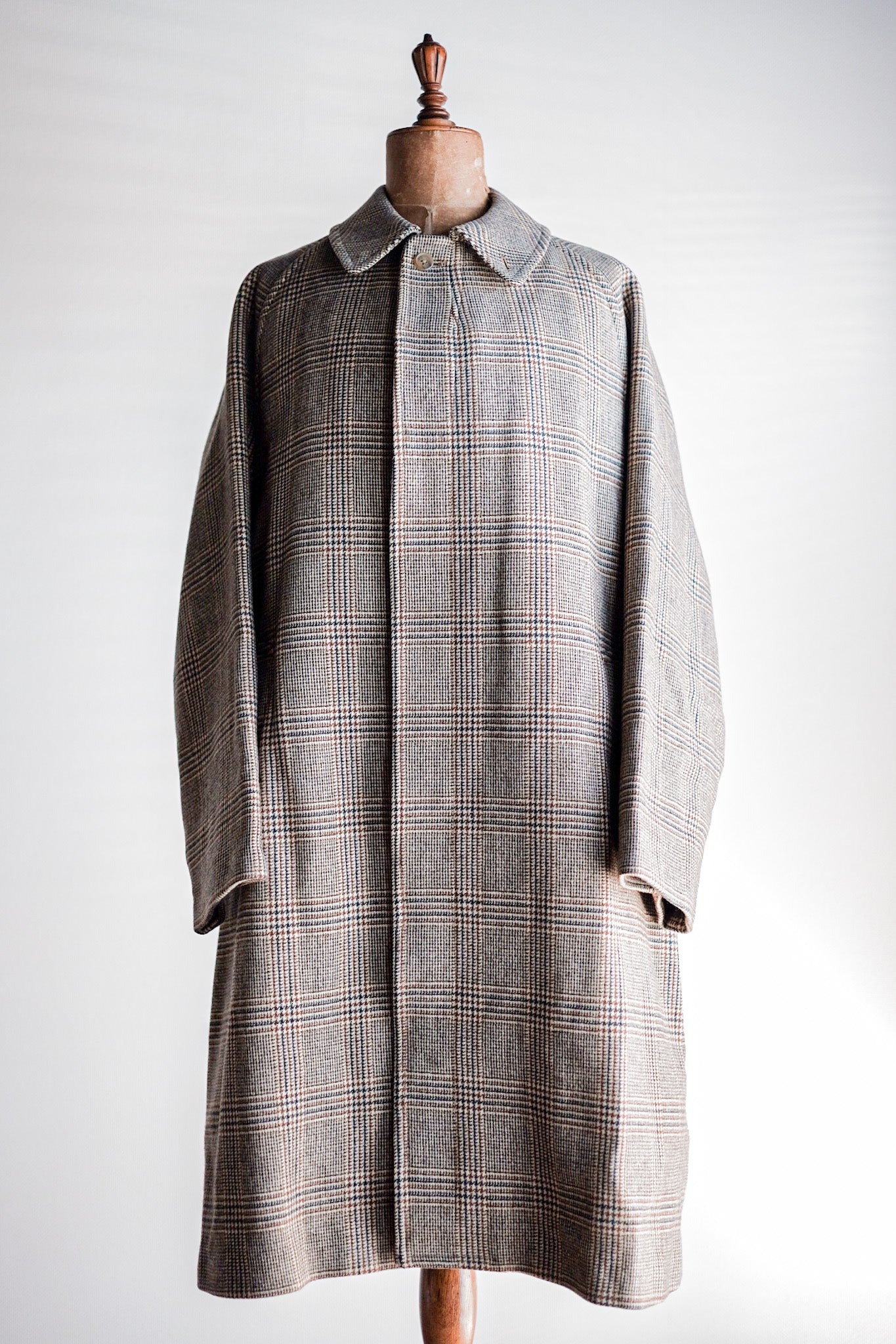 【~80's】Vintage Burberry's Single Raglan Balmacaan Coat Size.54R "Saddle Tweed"