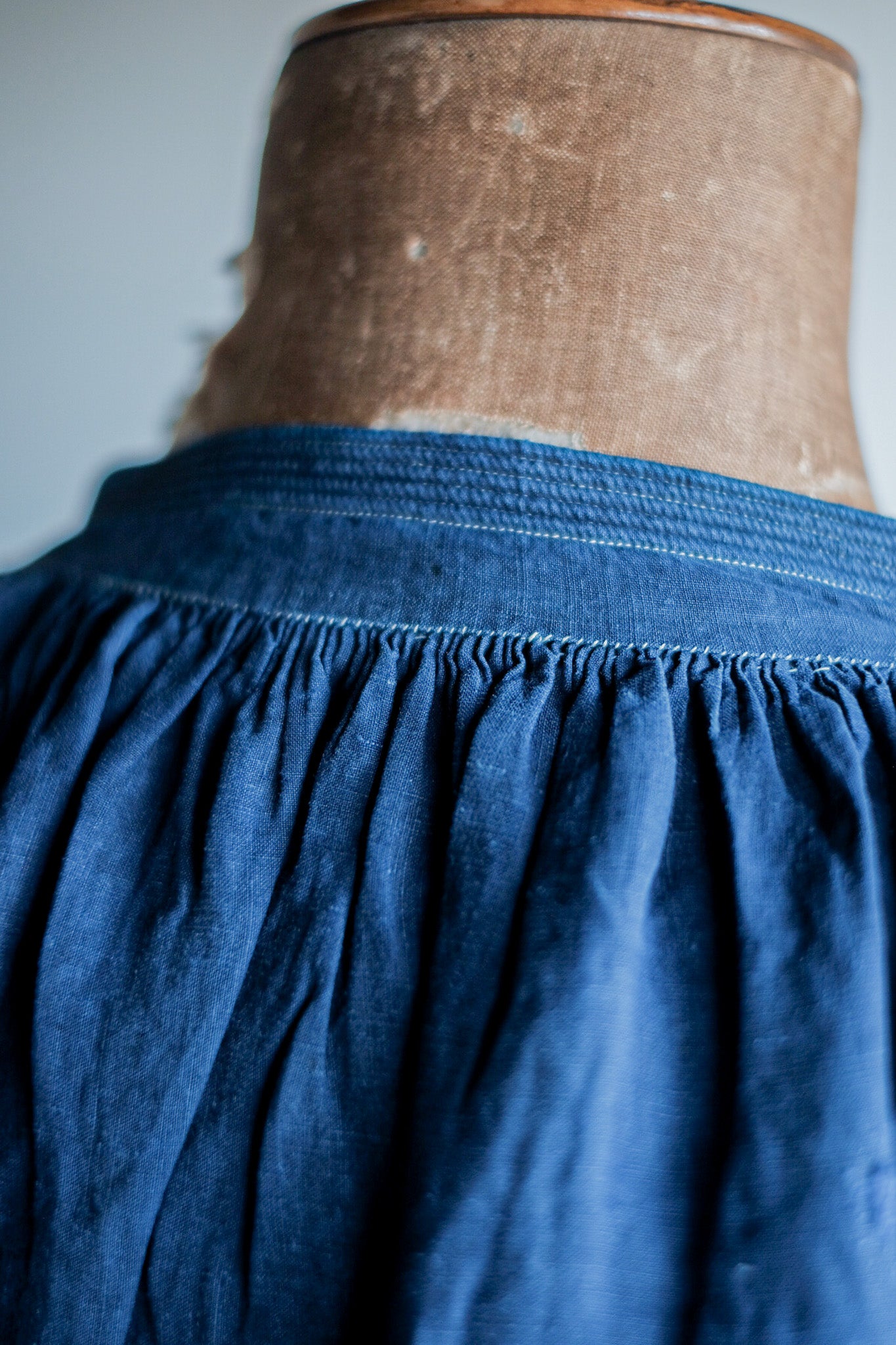 【Early 20th C】French Antique Indigo Linen Smock "Biaude"