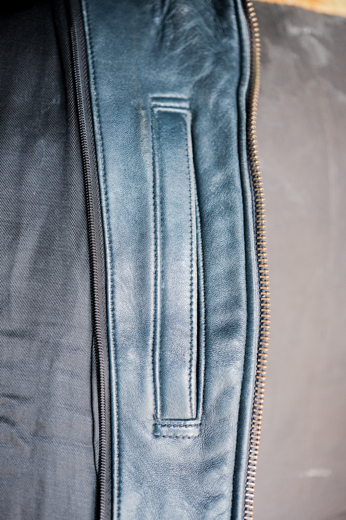 【~70's】French Air Force Pilot Leather Jacket With Chin Strap