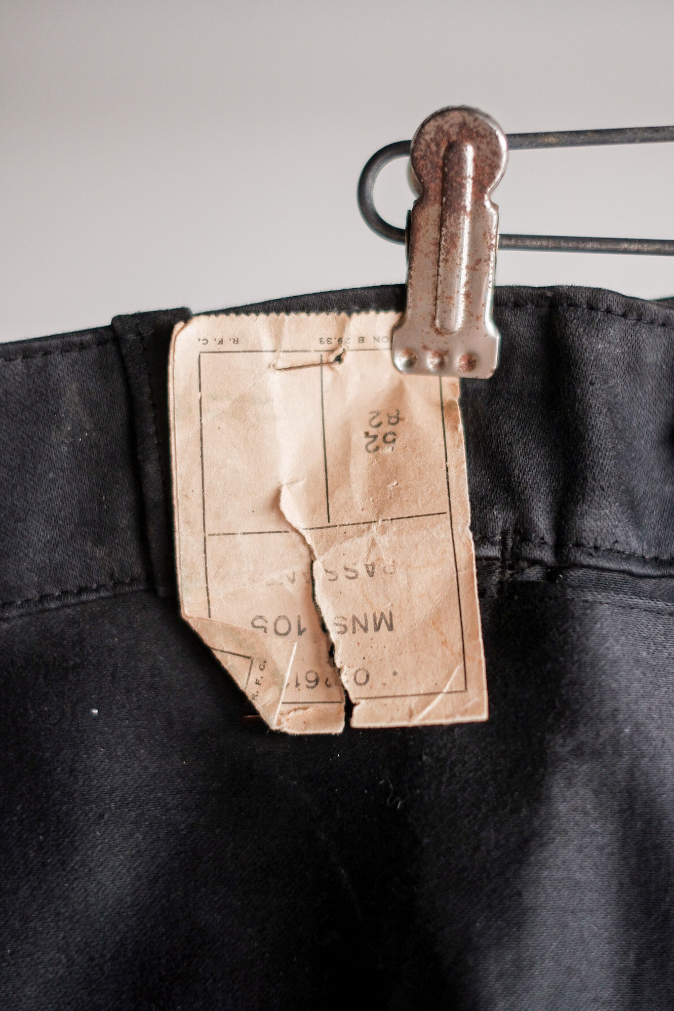 【~40's】French Vintage Black Moleskin Work Pants "Adolphe Lafont" "Dead Stock"