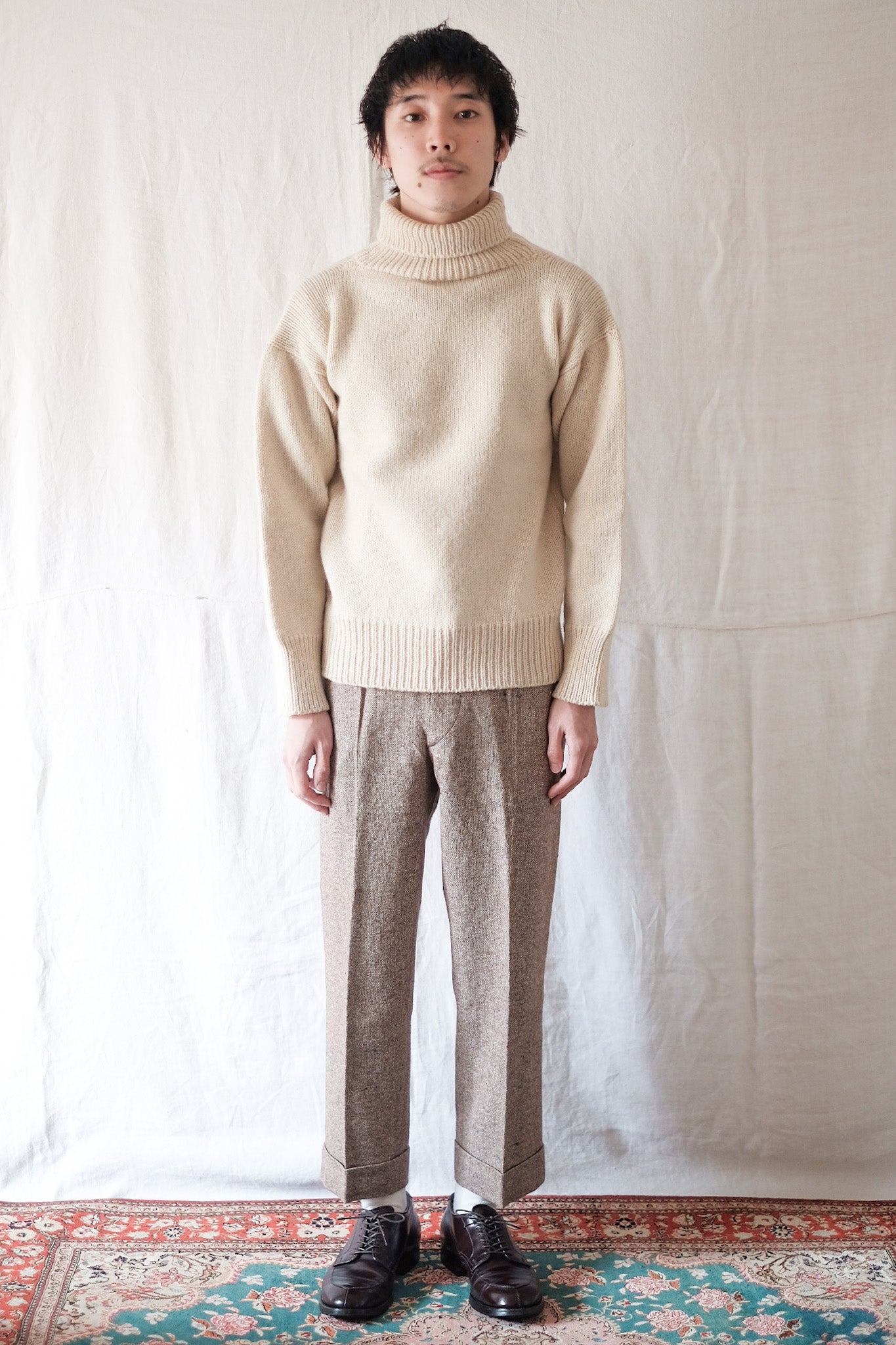 【~40's】French Vintage Brown Mix Wool Trousers "Dead Stock"
