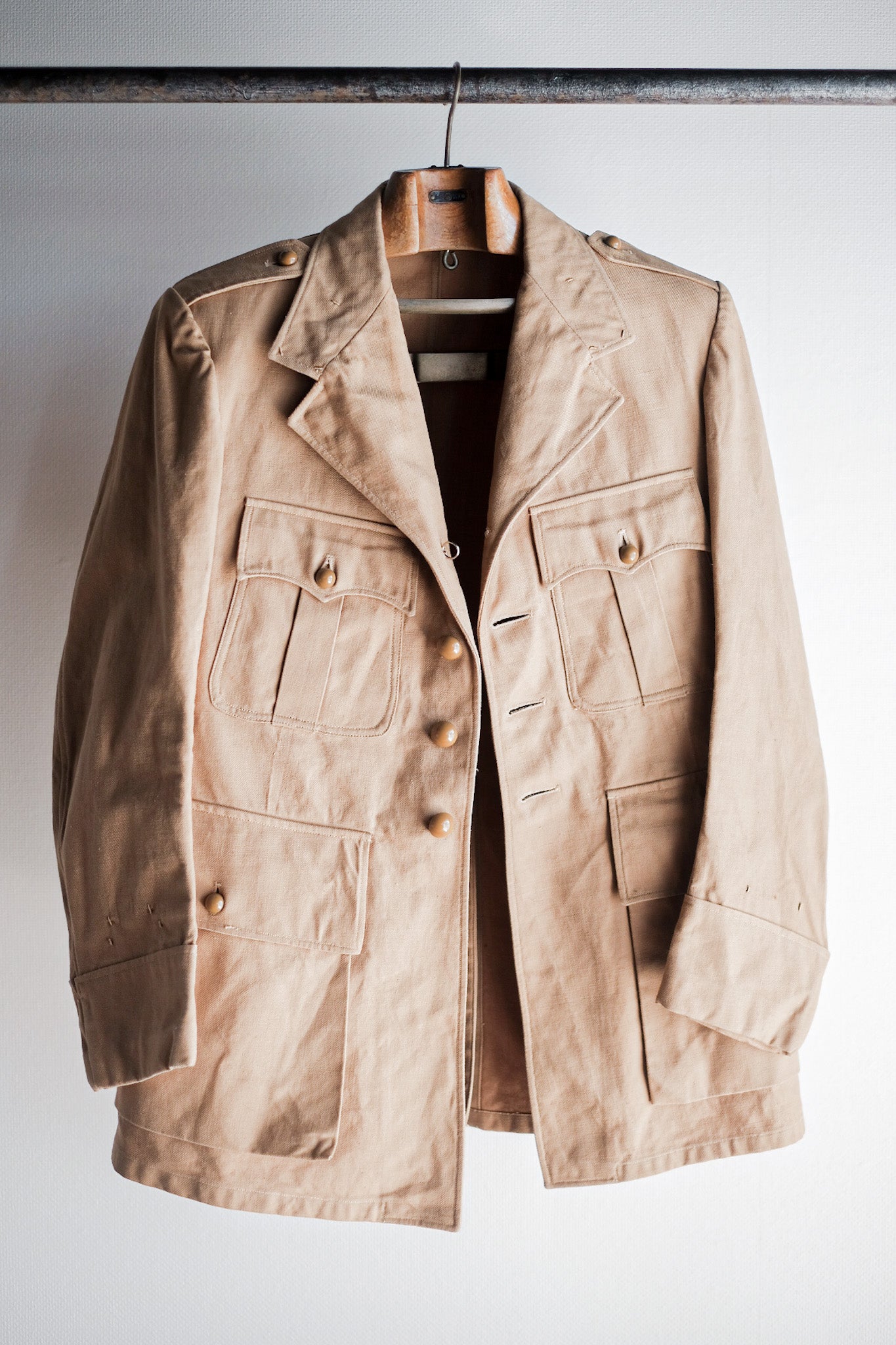 【~50's】French Vintage Cotton Linen Chino Jacket "Garally Lafayette" "Dead Stock"
