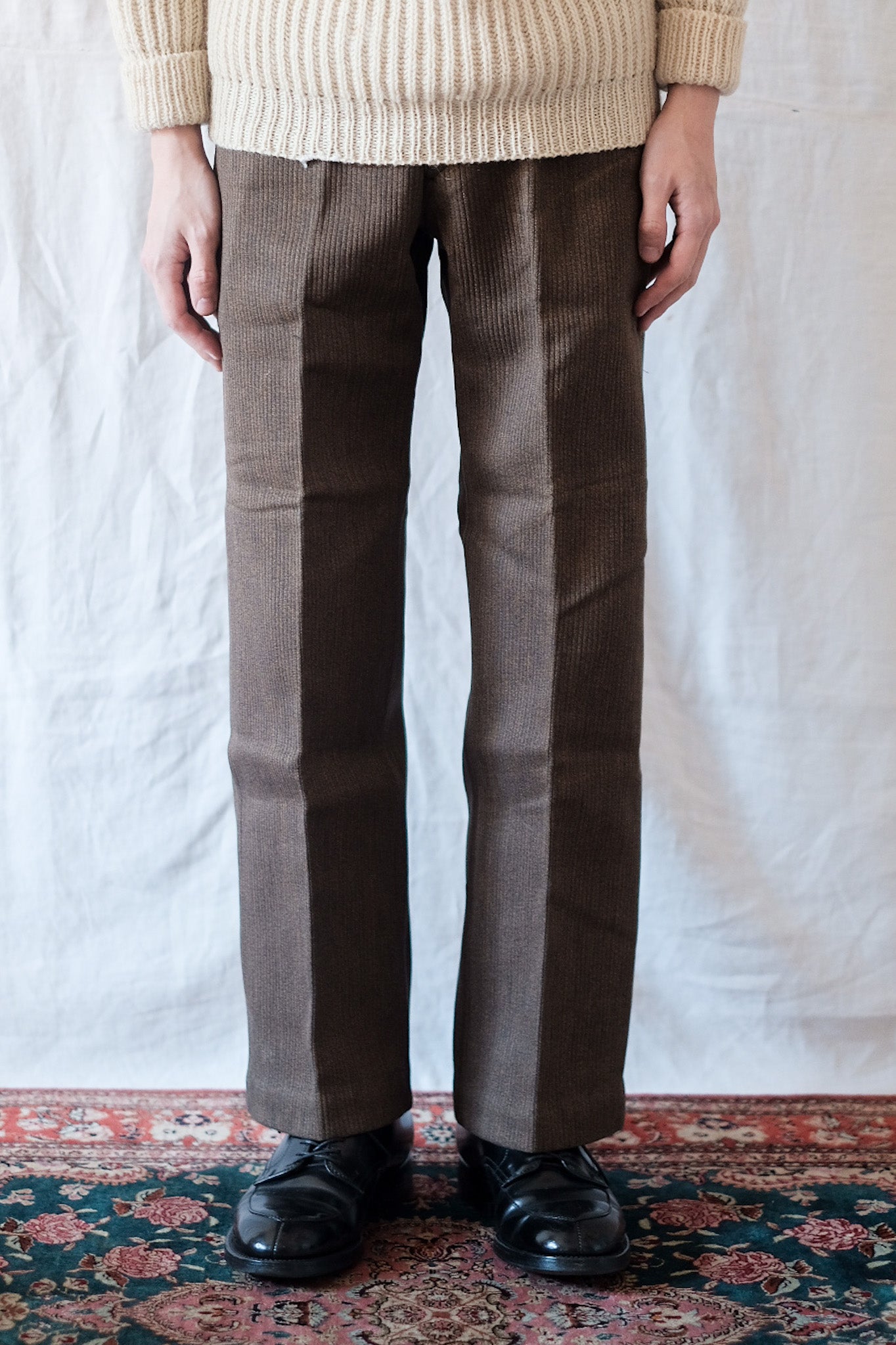 【~50's】French Vintage Brown Cotton Pique Work Pants "Dead Stock"