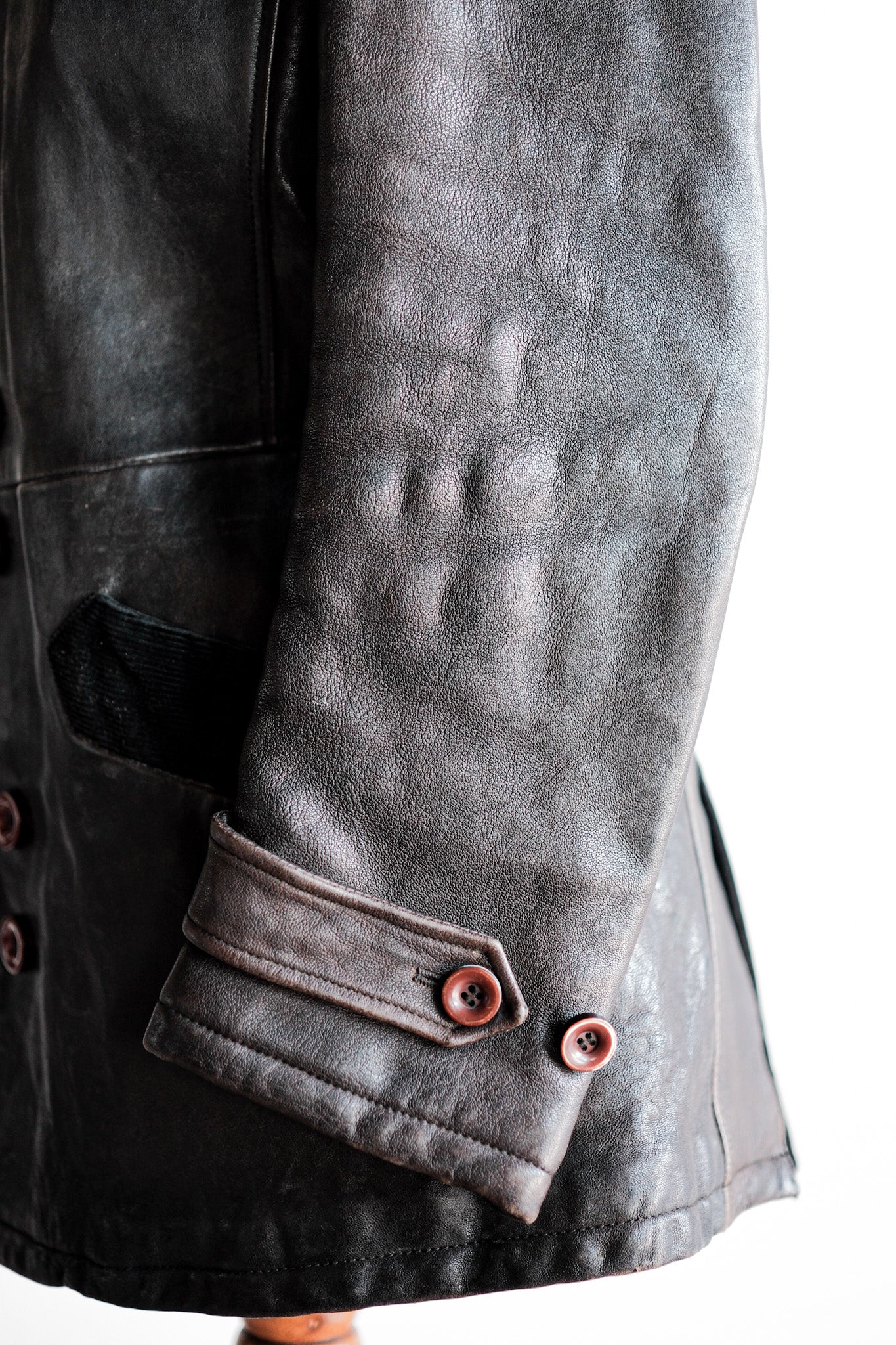 【~90's】Old EMPORIO ARMANI Stand Collar Leather Jacket Size.48