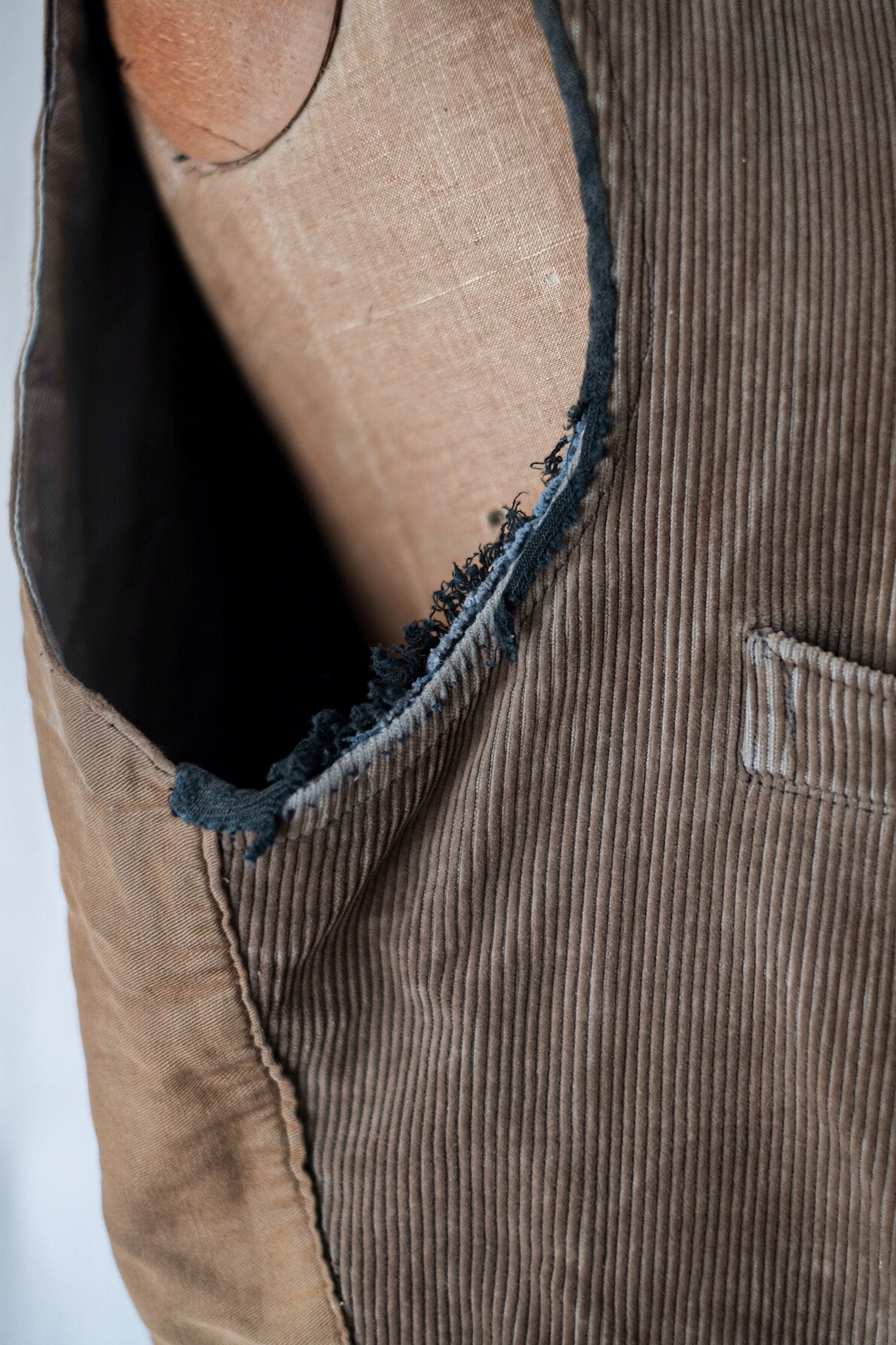 【~30's】French Vintage Brown Corduroy Hunting Gilet