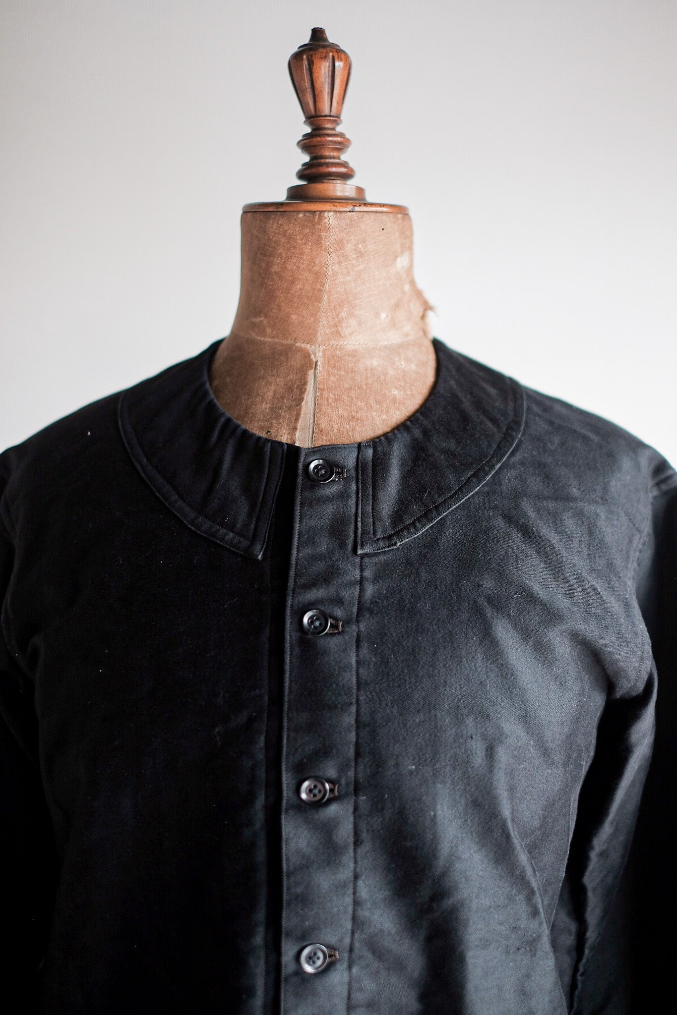 【~20's】French Vintage Black Moleskin Work Jacket "6 Buttons" "Dead Stock"