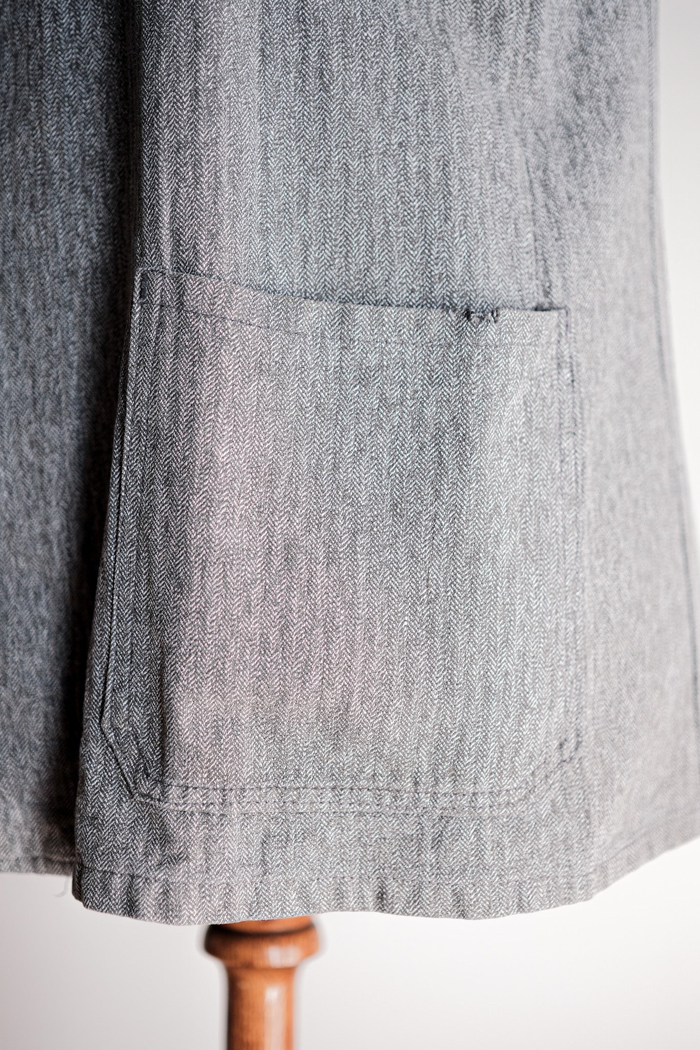 【~50's】French Vintage Salt & Pepper Cotton HBT Lapel Work Jacket