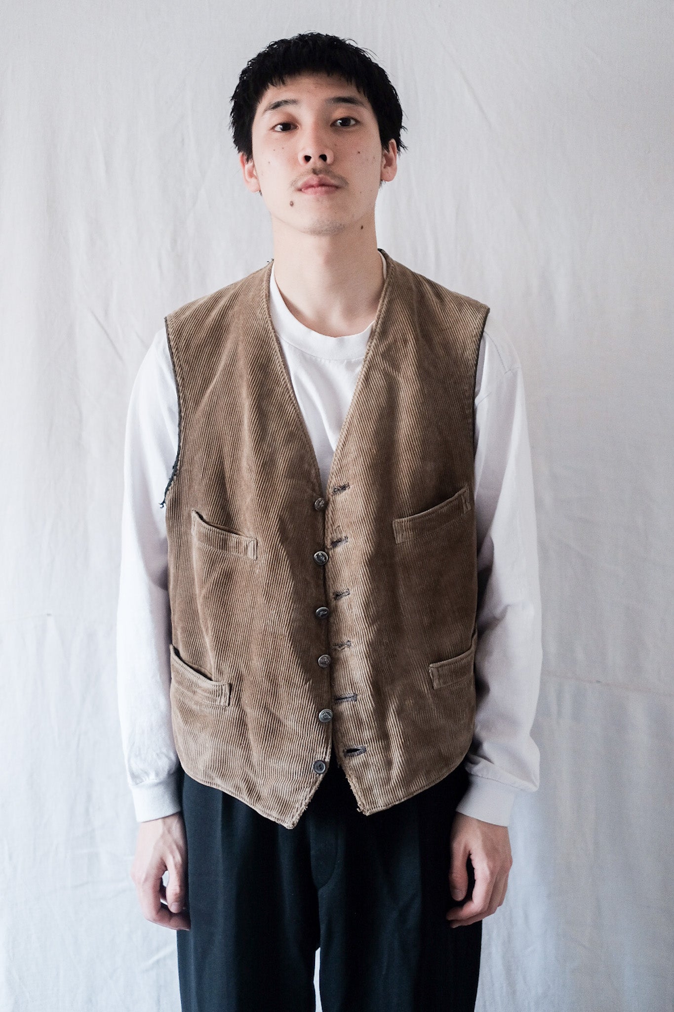 【~30's】French Vintage Brown Corduroy Hunting Gilet