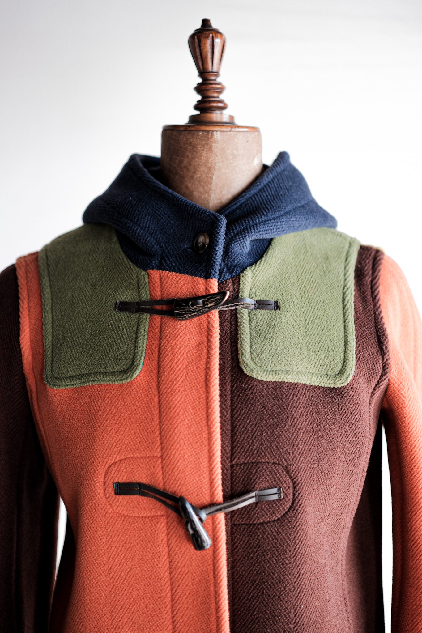 【~90's】Old INVERTERE Crazy Pattern Wool Duffle Coat "Moorbrook"