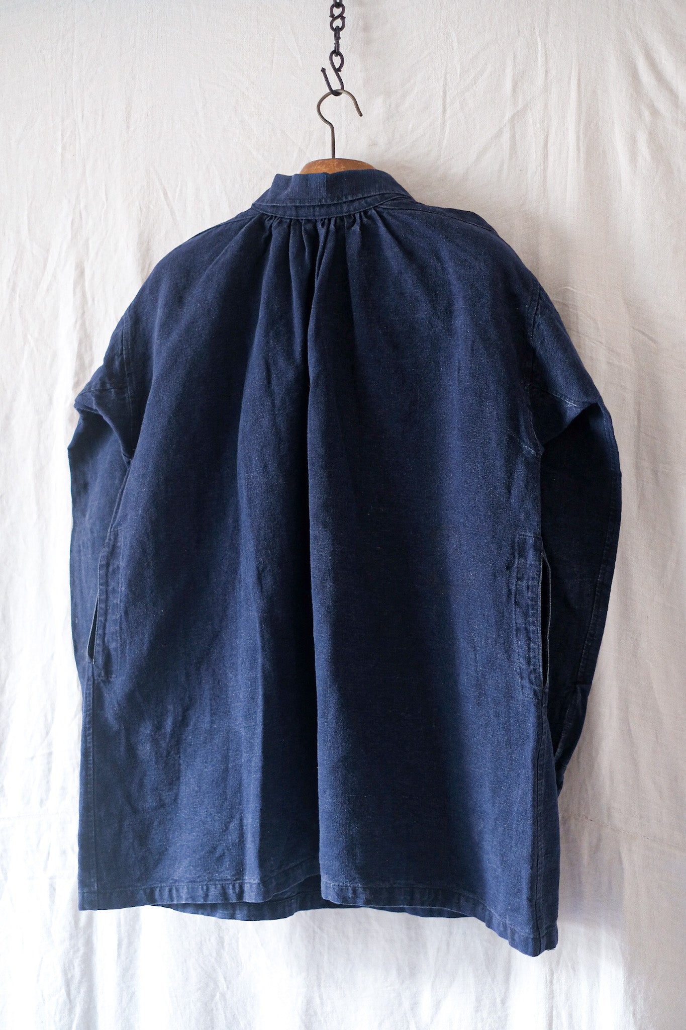 【~40's】French Vintage Indigo Cotton Smock Biaude