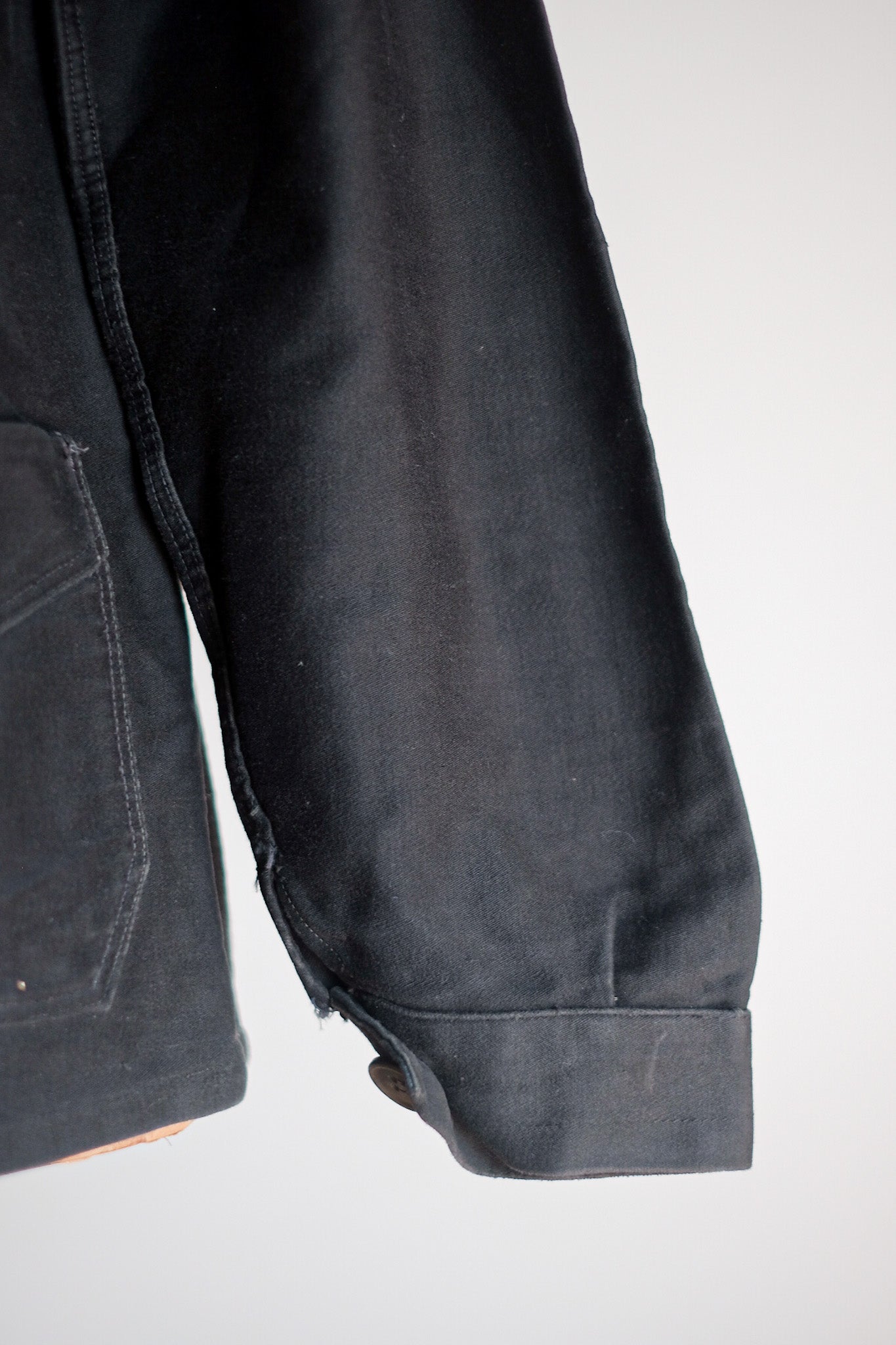 【~30's】French Vintage Black Moleskin Work Jacket