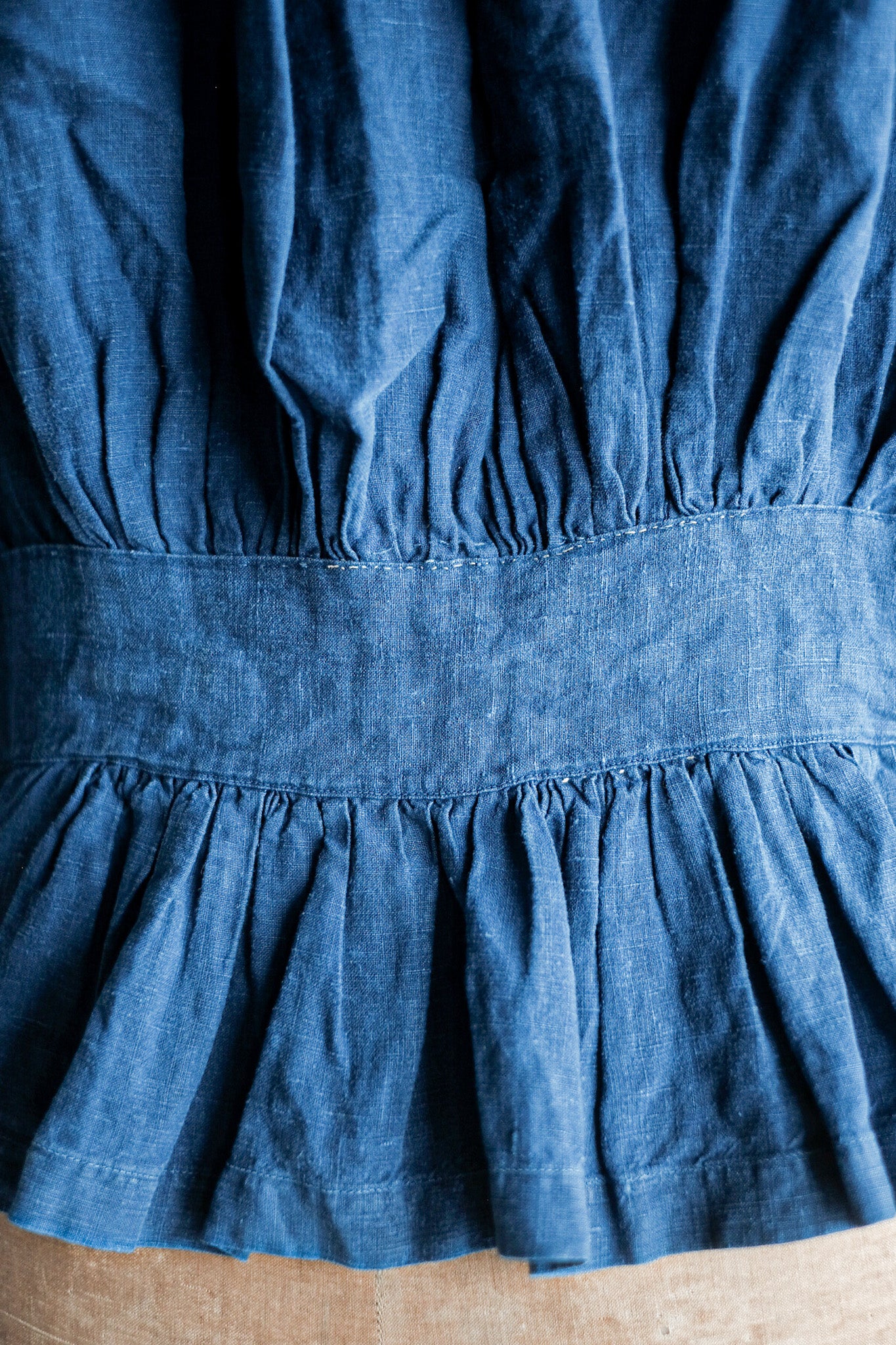 【Late 19th C】French Antique Indigo Linen Fireman Bourgeron Jacket