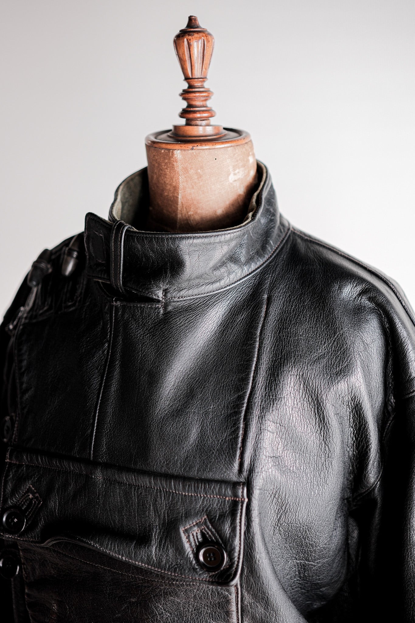 【~50's】Swedish Army Dispatch Rider Leather Motorcycle Jacket