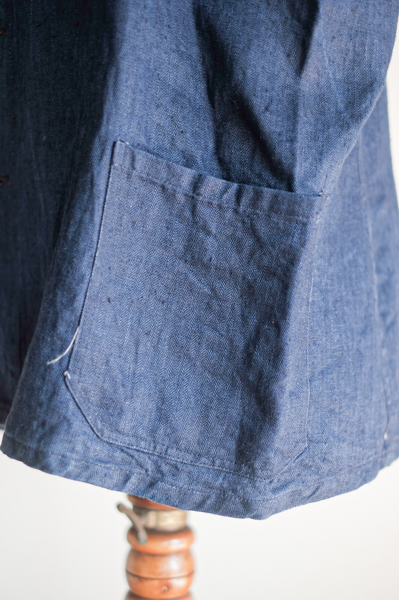 【~40's】French Vintage Indigo HBT Linen Work Jacket