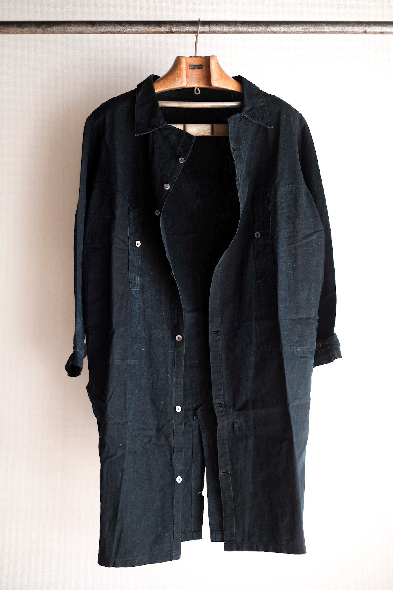 【Early 20th C】French Antique Indigo Metis Smock Open Type "Biaude"