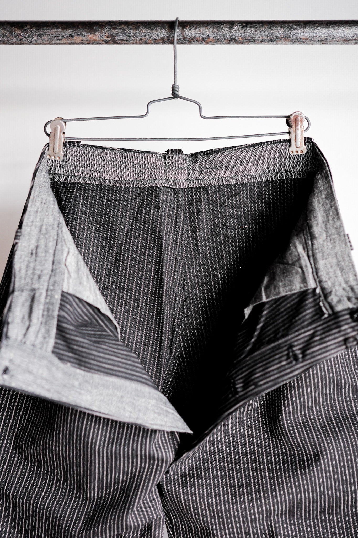 【~40's】French Vintage Cotton Striped Work Pants "Dead Stock"