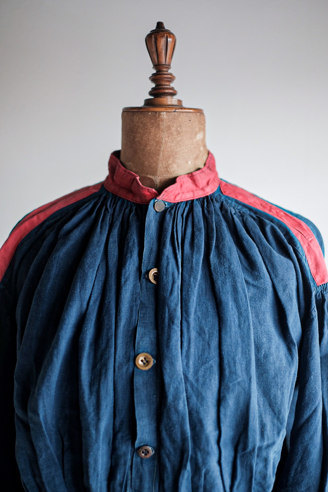 【Late 19th C】French Antique Indigo Linen Fireman Bourgeron Jacket