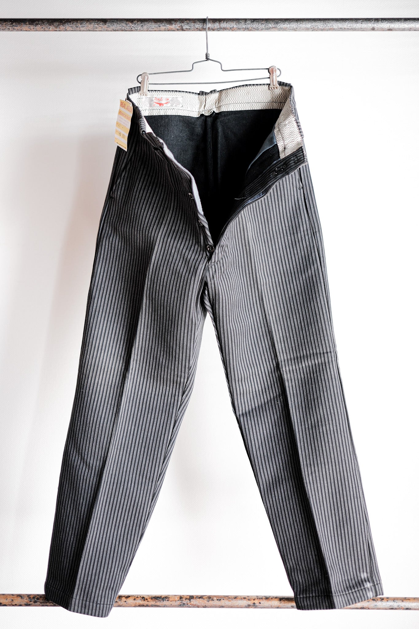 【~50's】French Vintage Cotton Striped Work Pants "Dead Stock"