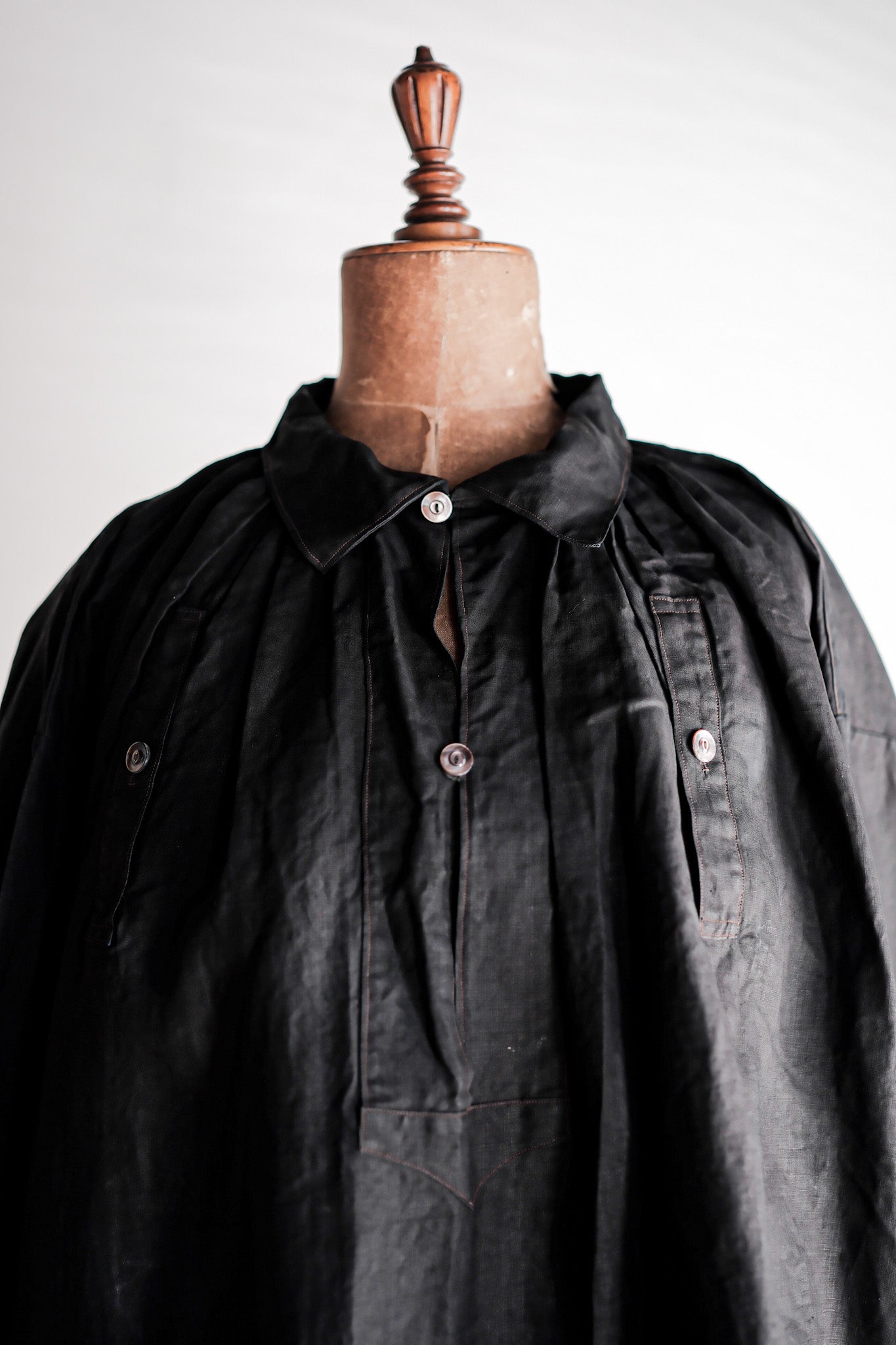 【Early 20th C】French Antique Indigo Linen Smock "Biaude"