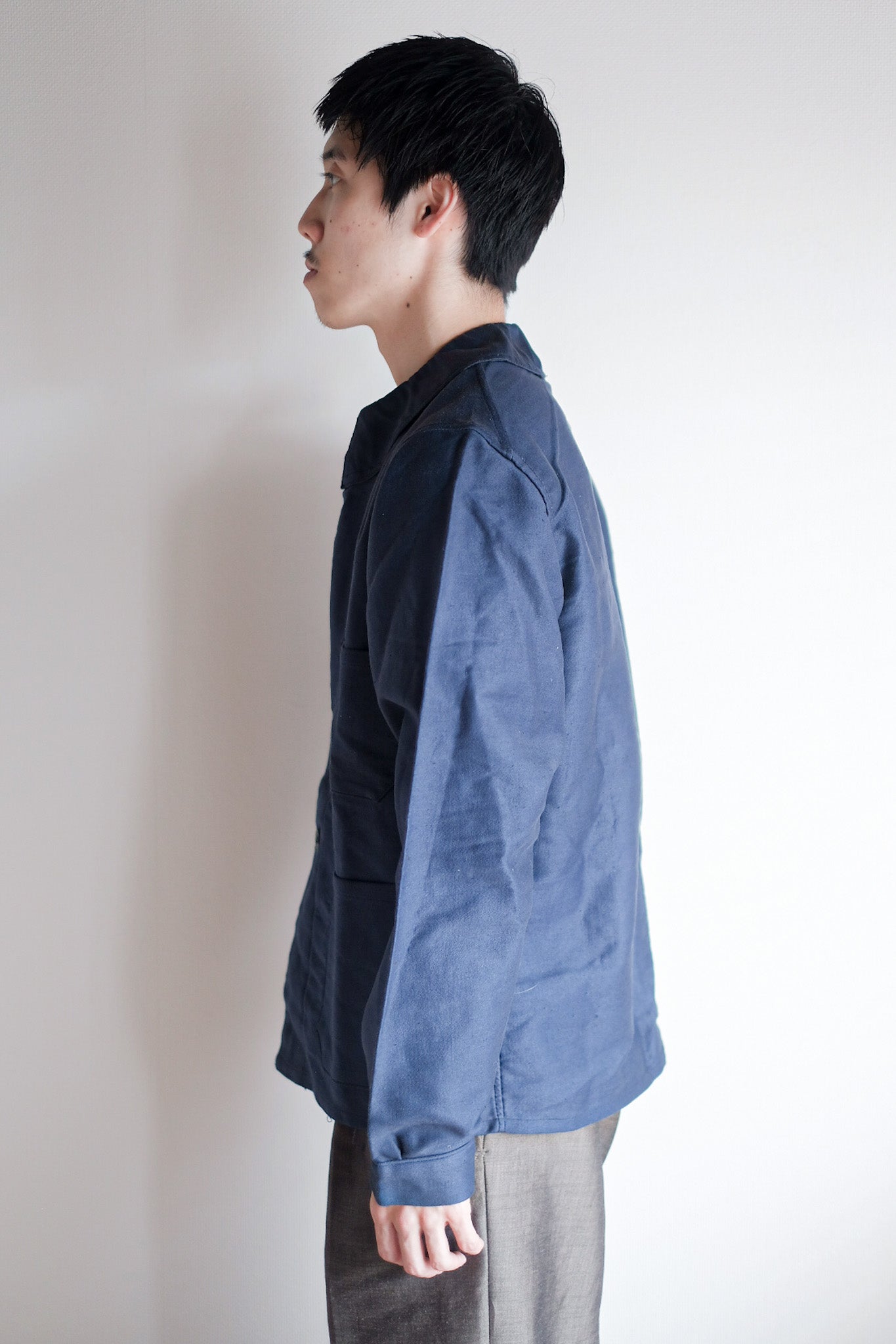 【~30's】French Vintage Blue Moleskin Work Jacket "Dead Stock"