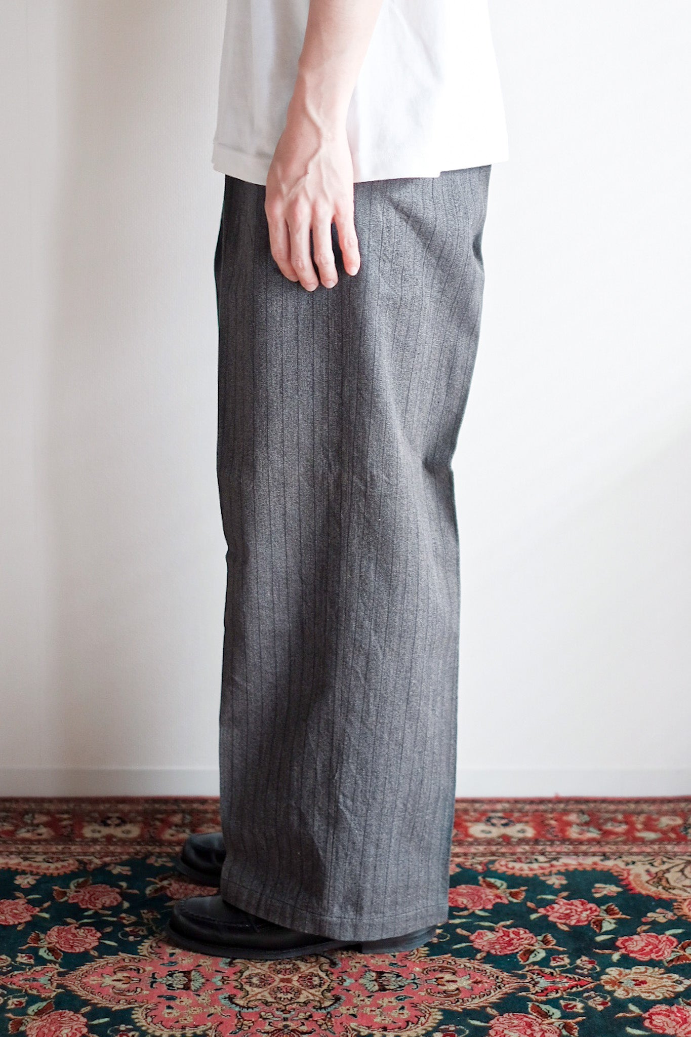 【~40's】French Vintage Salt & Pepper Cotton Striped Work Pants "Dead Stock"