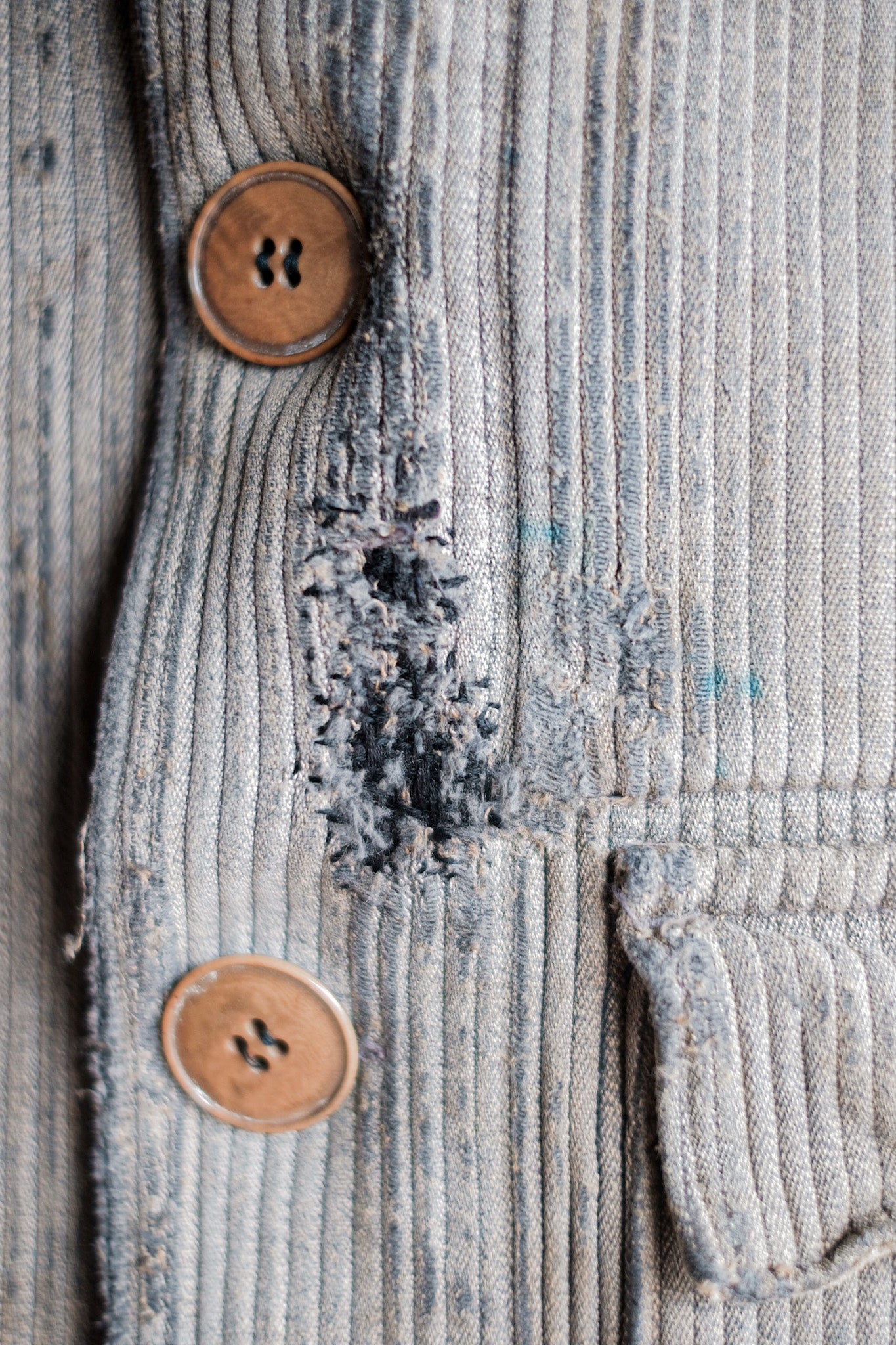 【~40's】French Vintage Gray Cotton Pique Hunting Jacket
