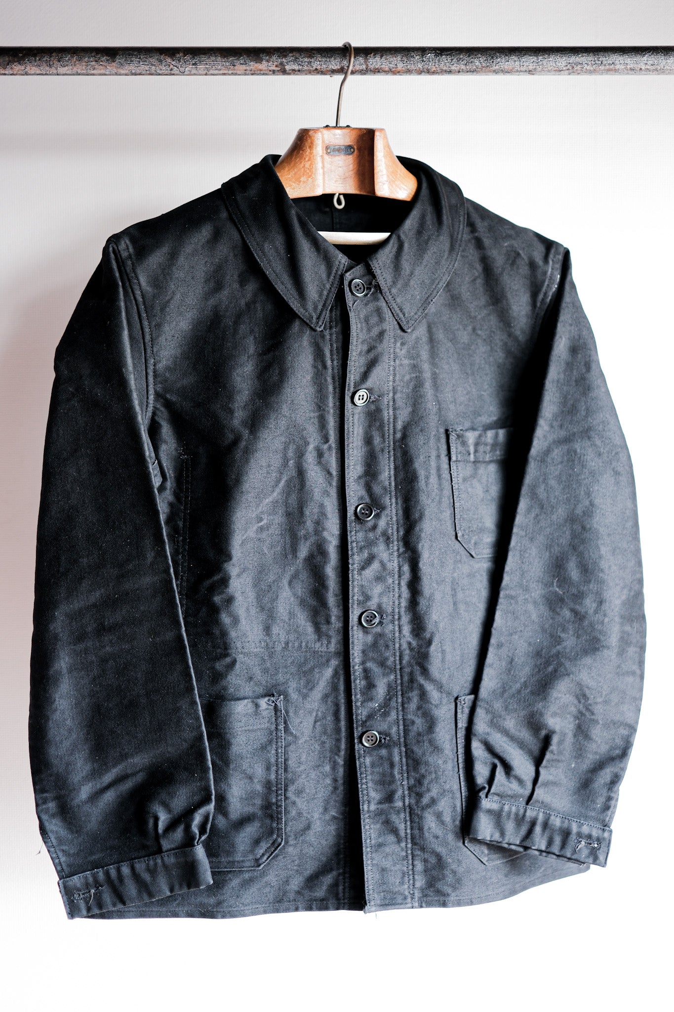 【~50's】French Vintage Black Moleskin Work Jacket