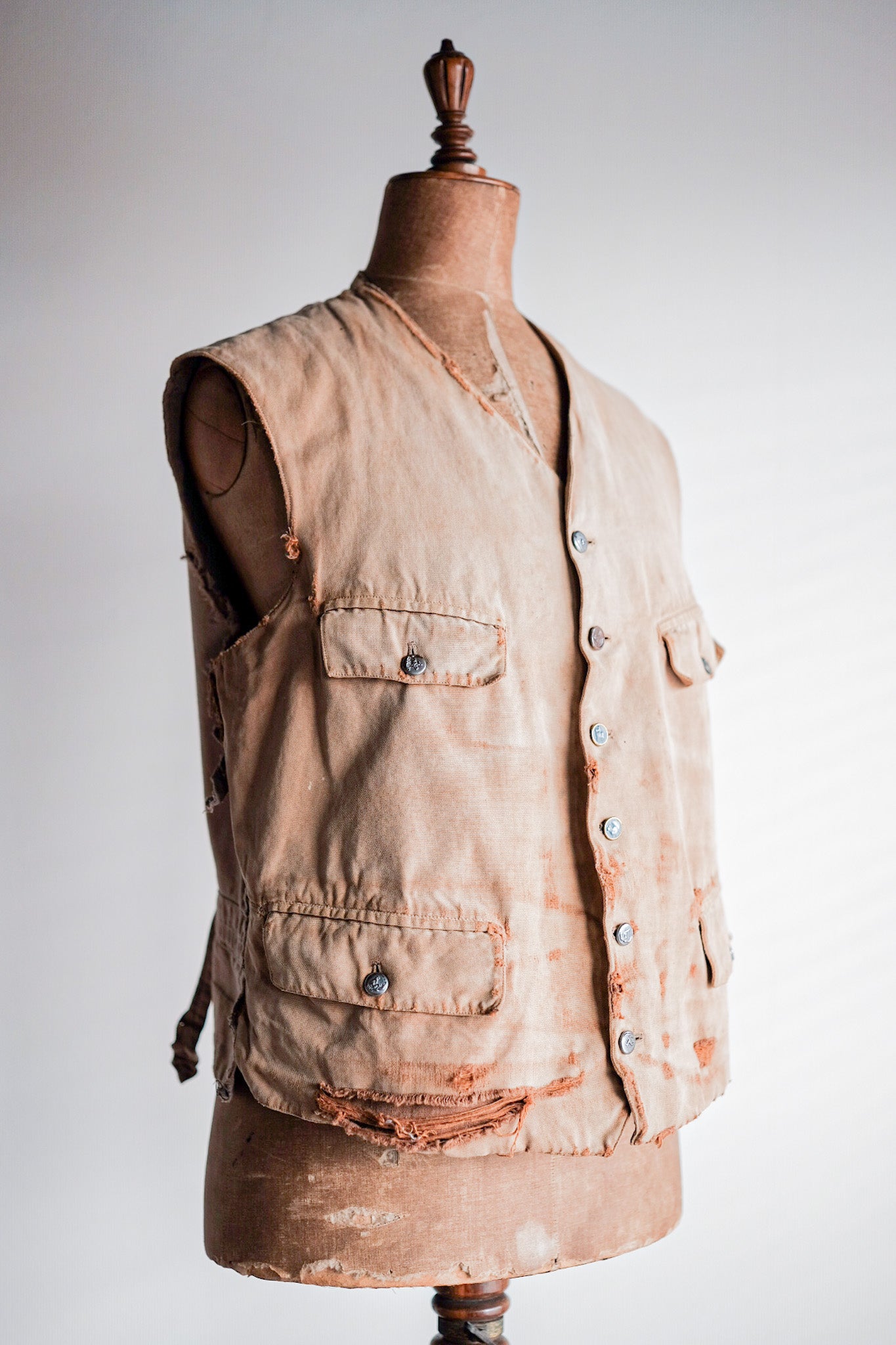 【~30's】French Vintage Cotton Hunting Gilet