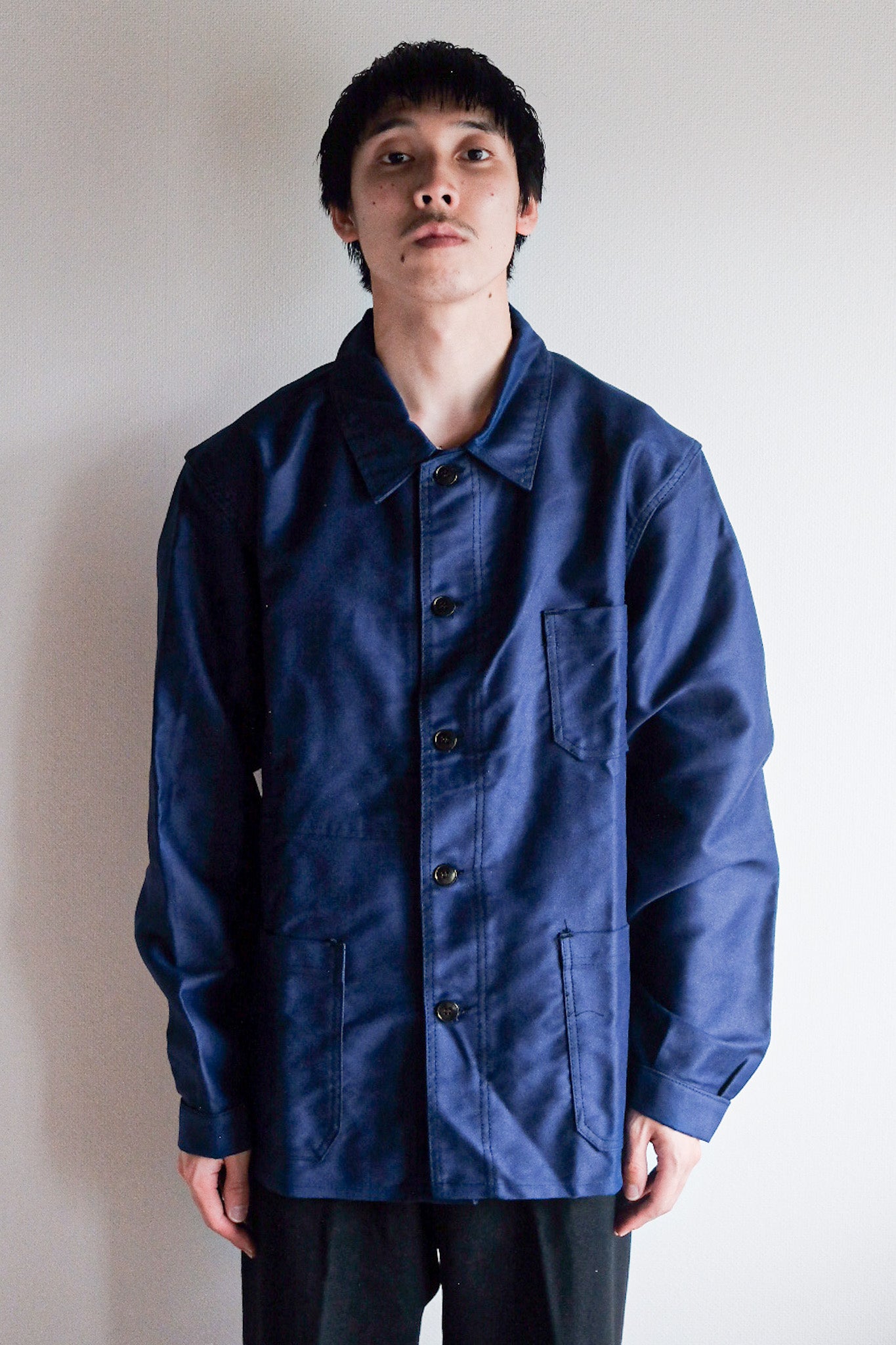 【~60's】French Vintage Blue Moleskin Work Jacket "Dead Stock"