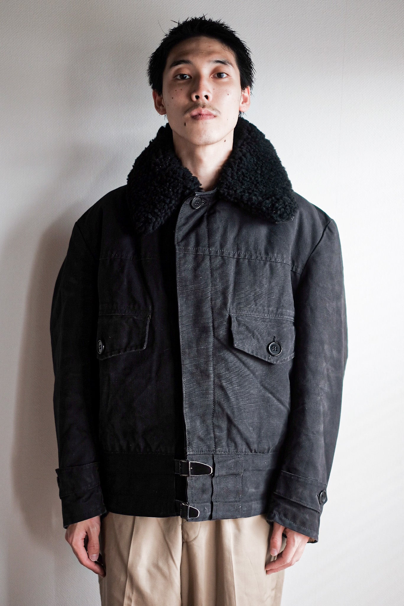 【~50’s】Swedish Army Motorcycle Jacket “Black Color”