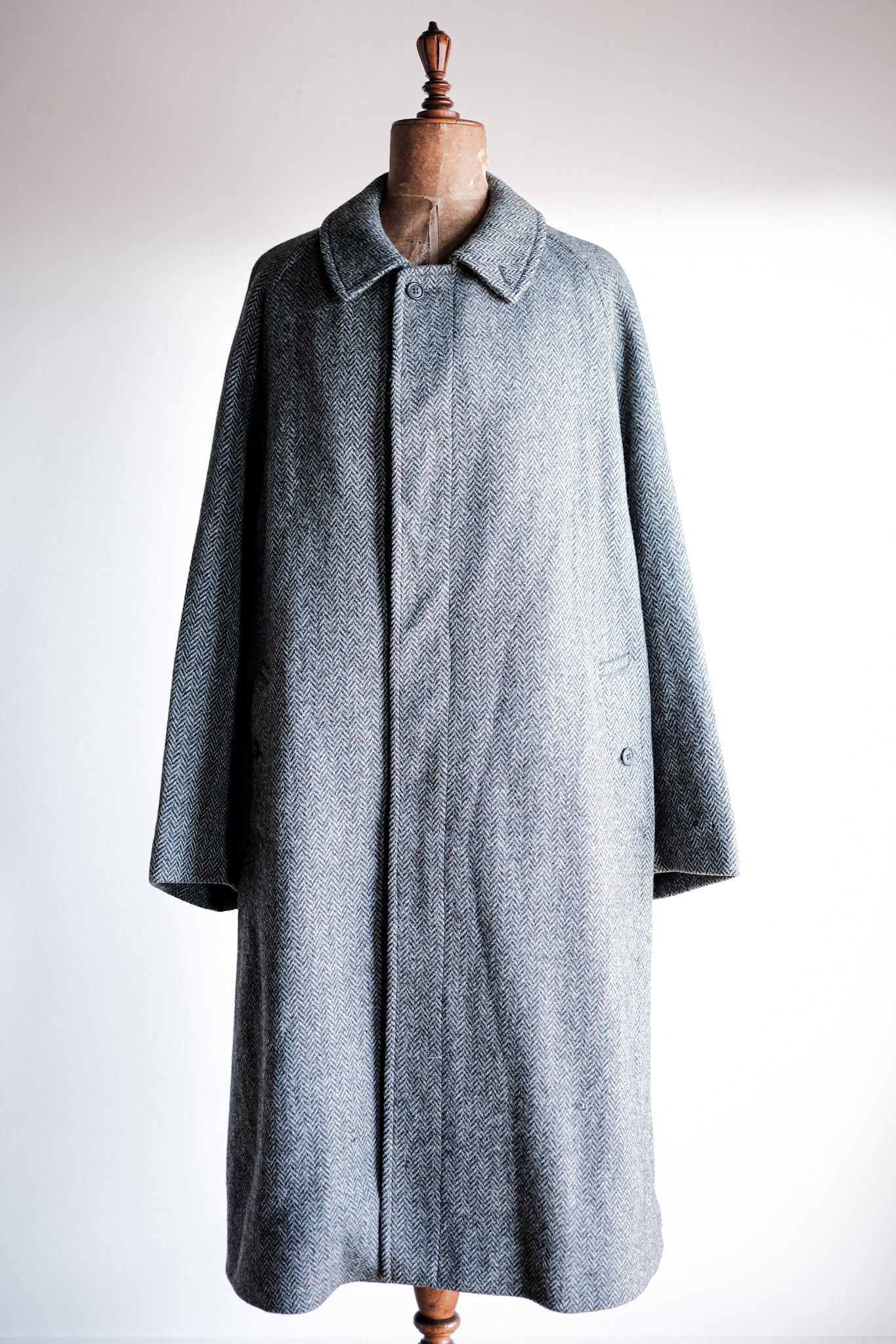 【~90's】Vintage Burberry's Single Raglan Balmacaan Coat Size.54REG "SHETLAND TWEED"