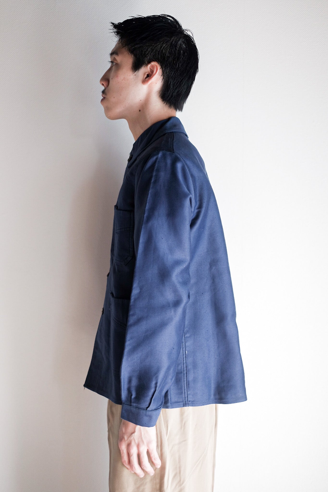 【~40's】French Vintage Blue Moleskin Work Jacket "Dead Stock"