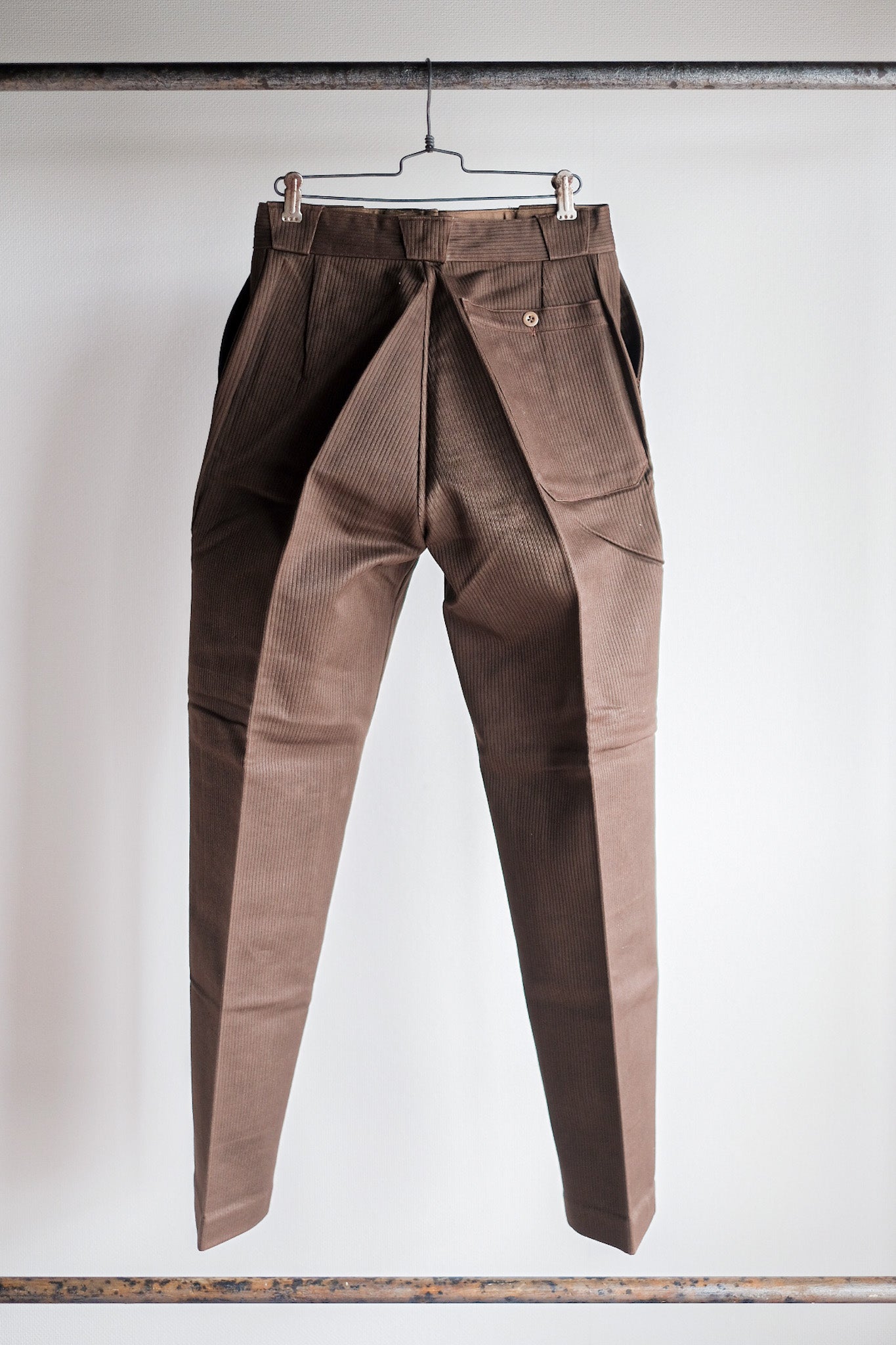 【~50's】French Vintage Brown Cotton Pique Work Pants "Dead Stock"