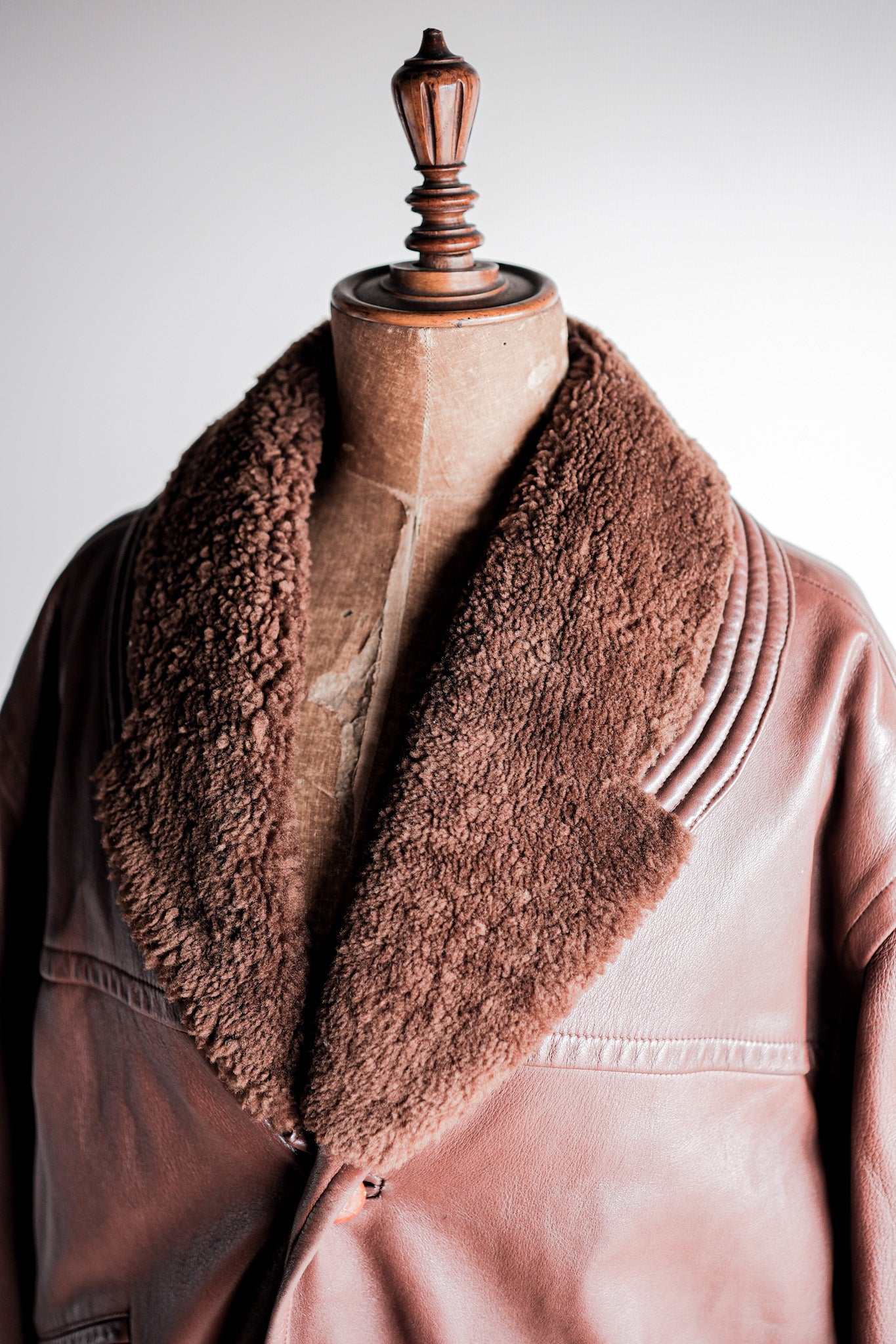 【~80's】Old Gucci Shawl Collar Leather Bomber Jacket Size.52