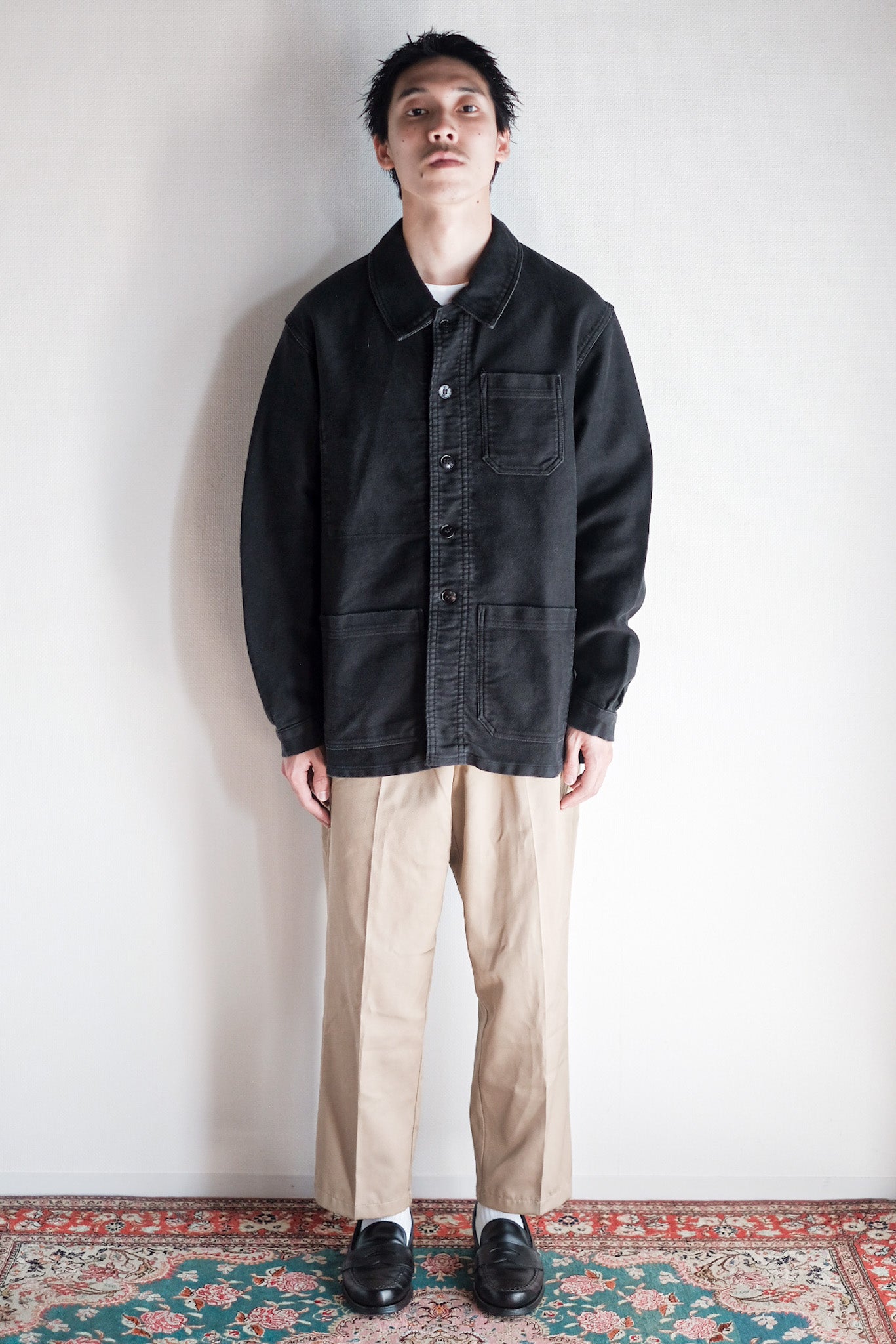 【~50's】French Vintage Black Moleskin Work Jacket