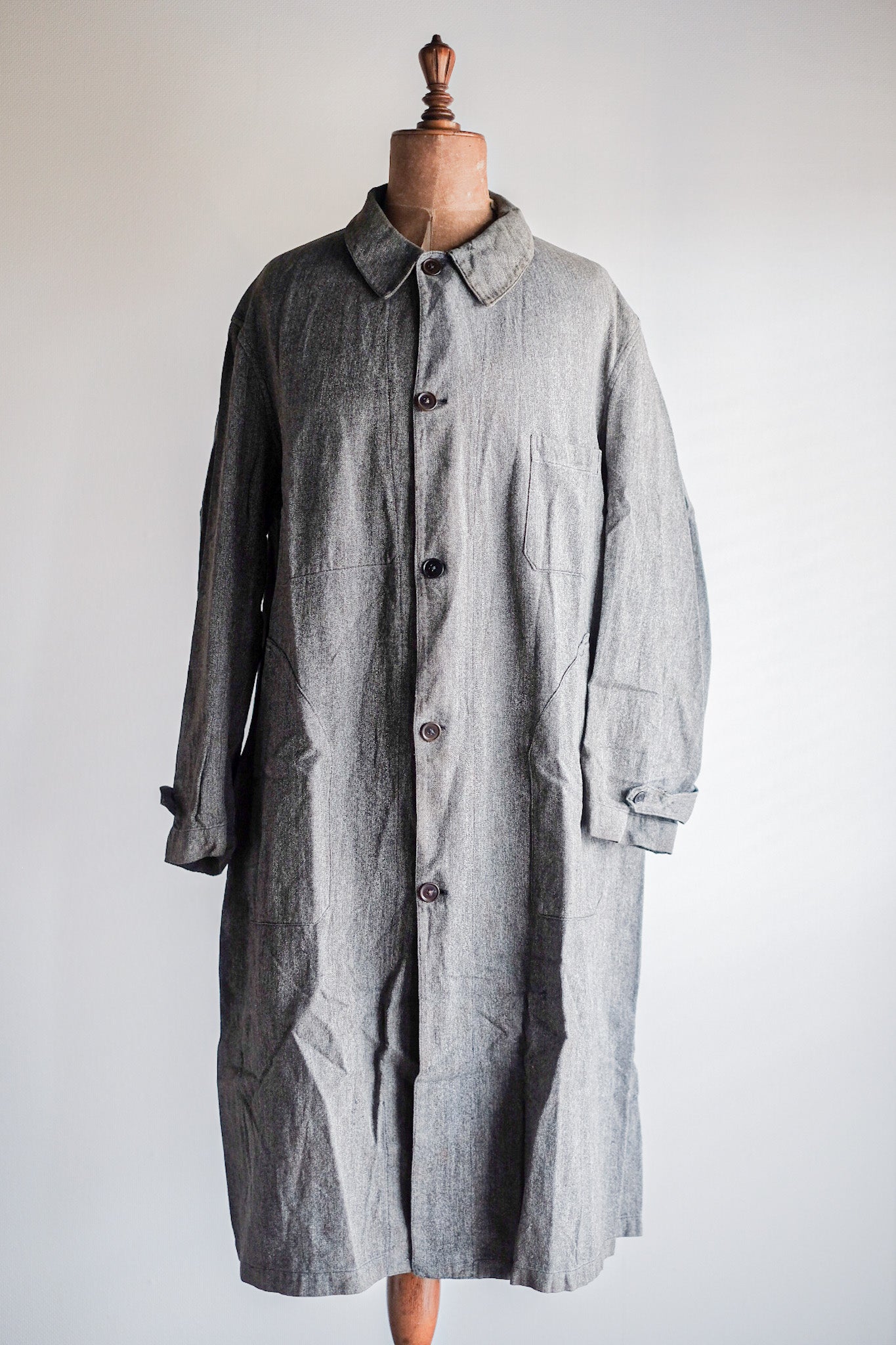 【~40's】French Vintage Black Chambray Atelier Coat