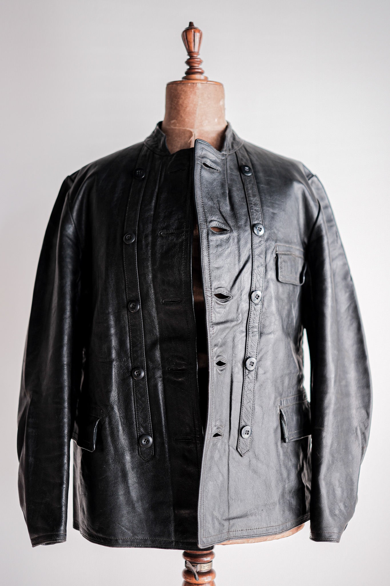【~40's】Swedish Vintage Double Breasted Leather Jacket